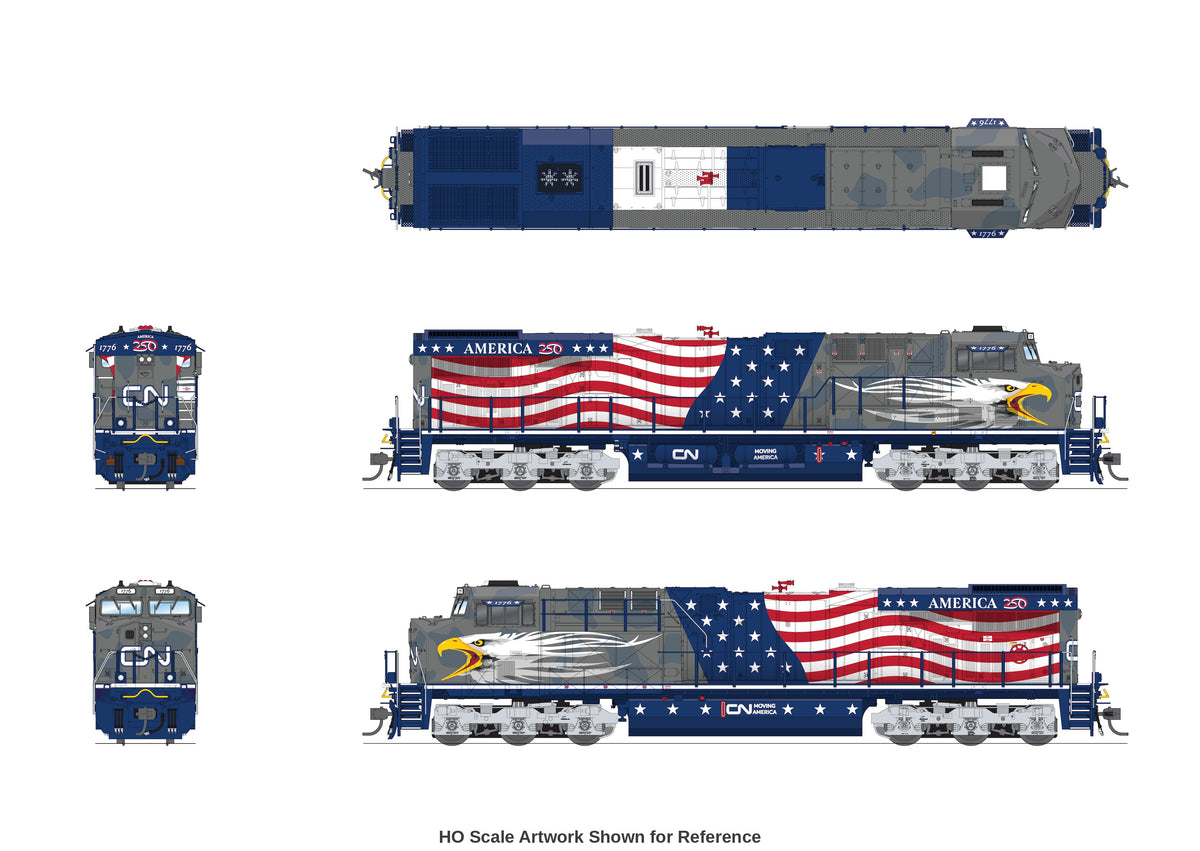 10885 GE ES44AC, CN #1776, "Screaming Eagle" America250 Series, No-Sound / DCC-Ready, N
