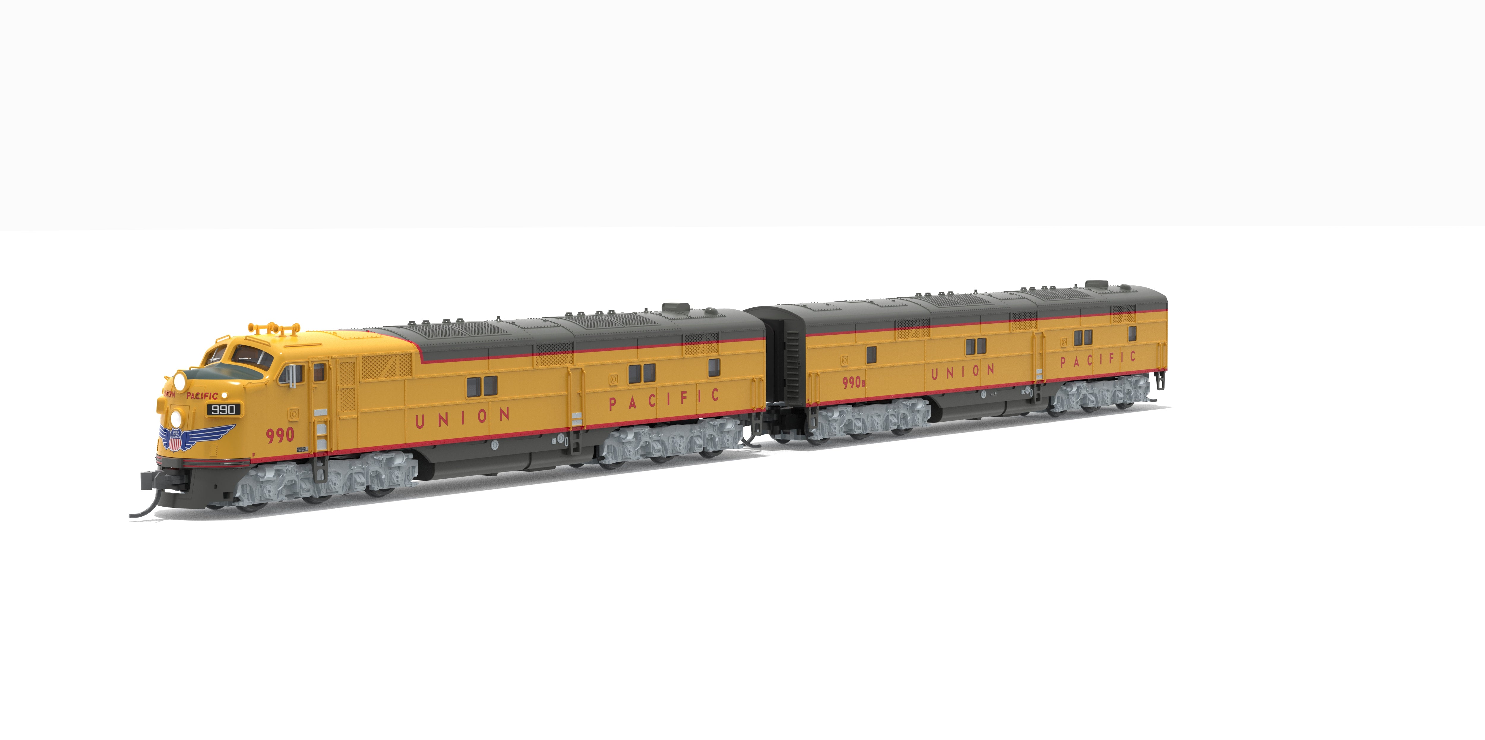 10239 EMD E7 A/B Set, UP 990 / 990B, Yellow & Gray, 1960's Appearance, A-unit No-Sound / DCC-Ready, Unpowered B, N