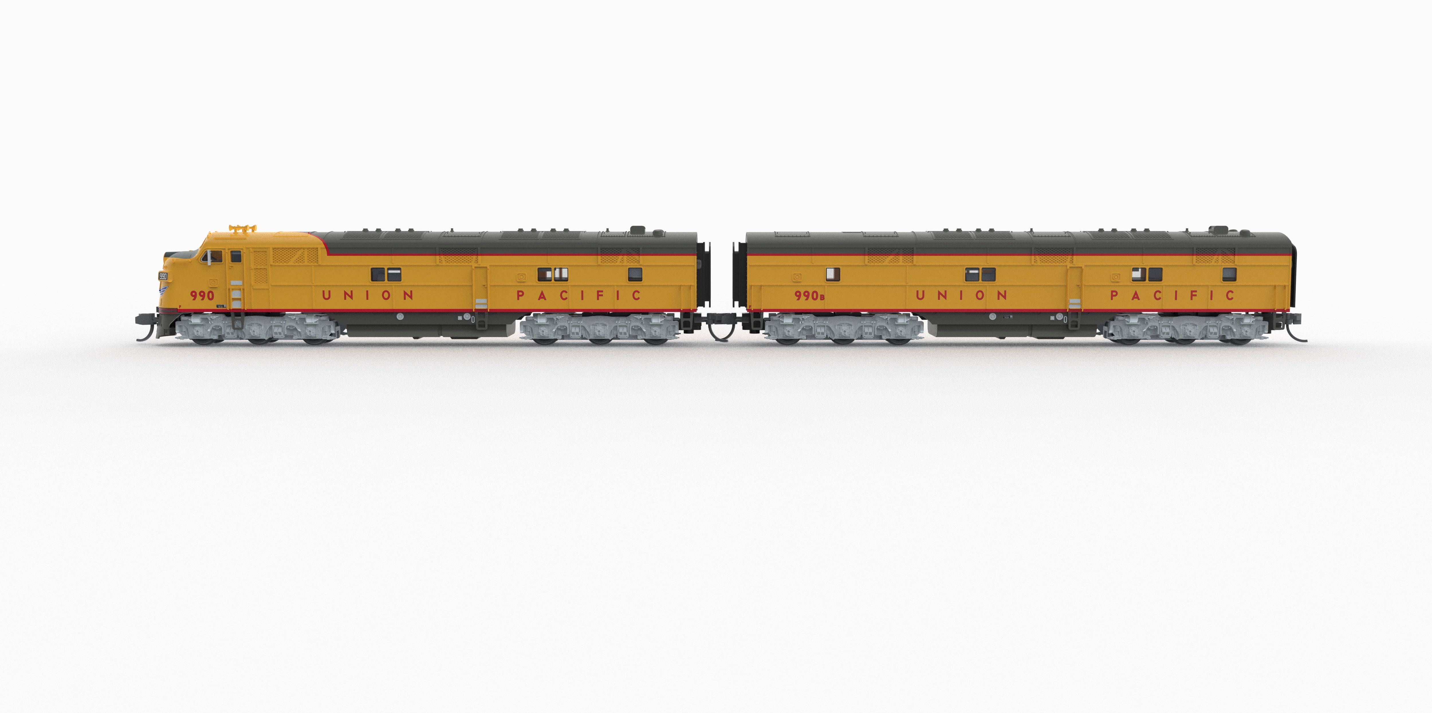 10239 EMD E7 A/B Set, UP 990 / 990B, Yellow & Gray, 1960's Appearance, A-unit No-Sound / DCC-Ready, Unpowered B, N
