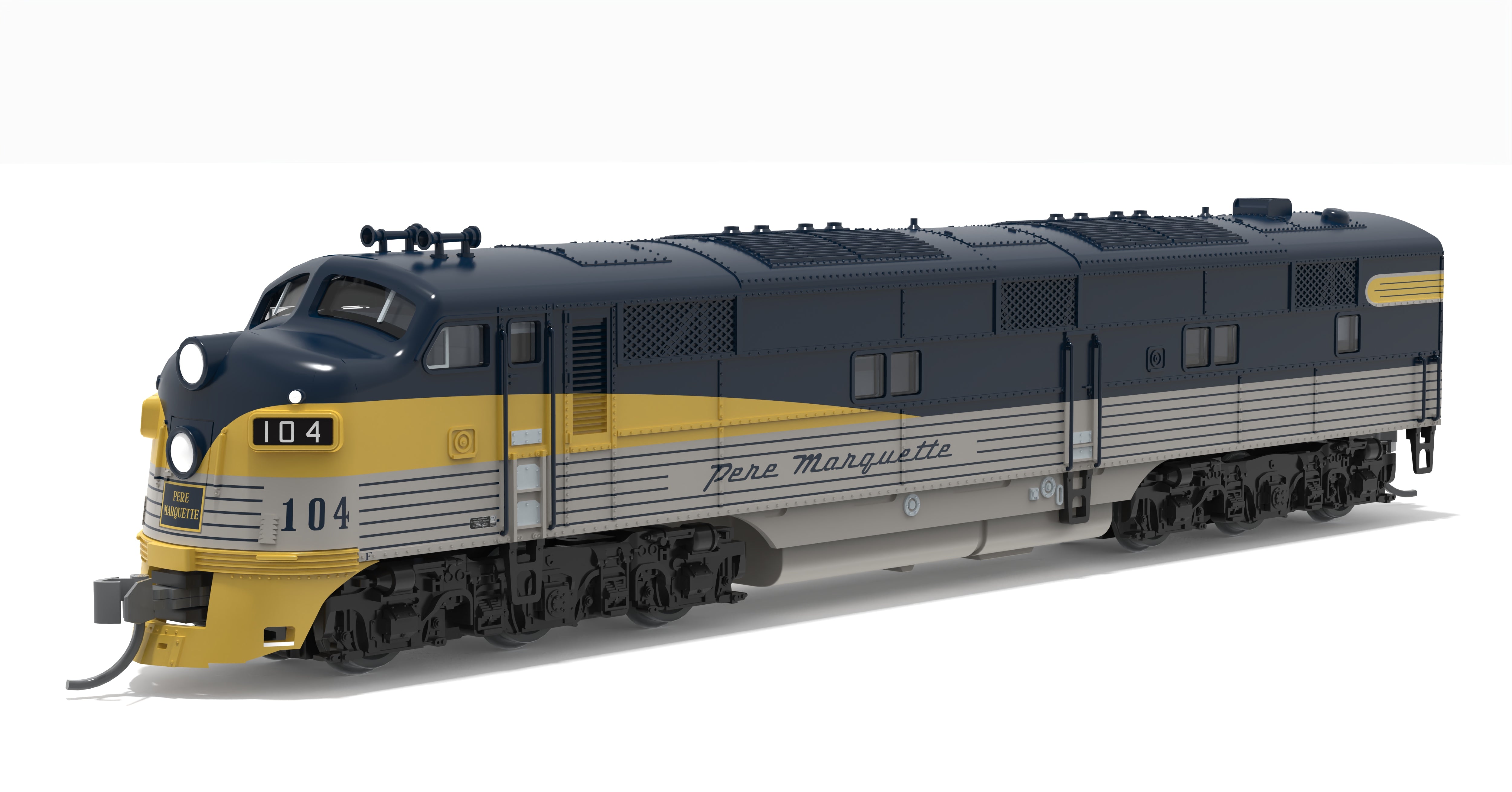 10226 EMD E7A, Pere Marquette #104, Tri-Color Streamliner Scheme, No-Sound / DCC-Ready, N