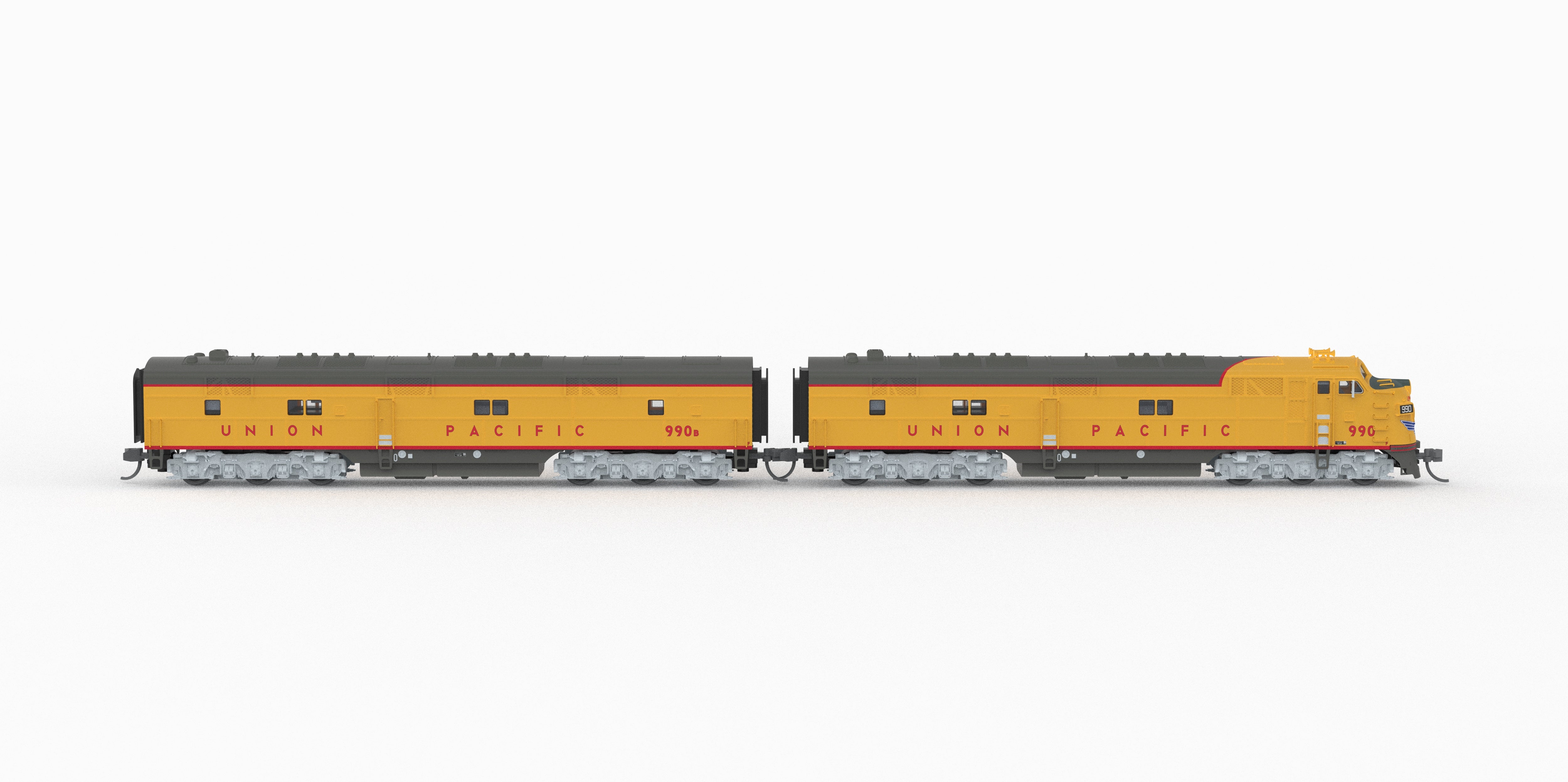 10239 EMD E7 A/B Set, UP 990 / 990B, Yellow & Gray, 1960's Appearance, A-unit No-Sound / DCC-Ready, Unpowered B, N