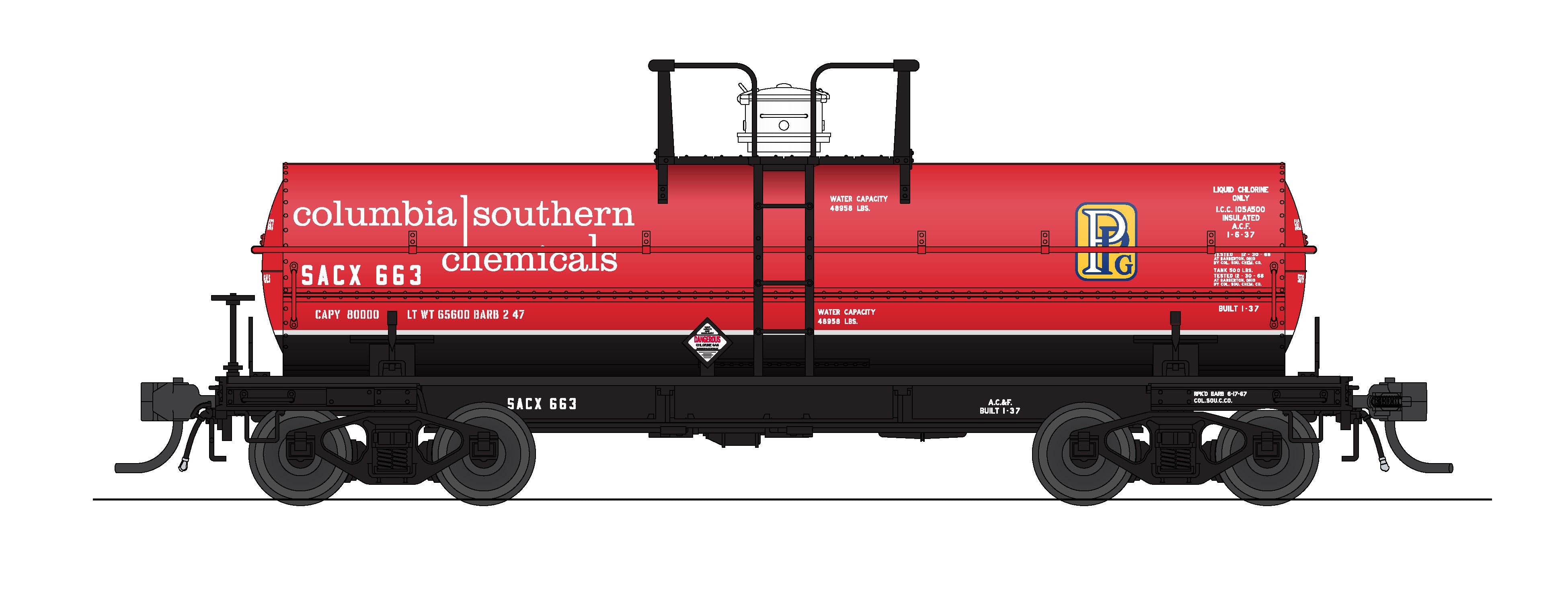 10351 6000 Gallon Tank, Columbia Southern, Red w/ PPG Logo, 2-pack, HO (SACX #655, SACX #656)