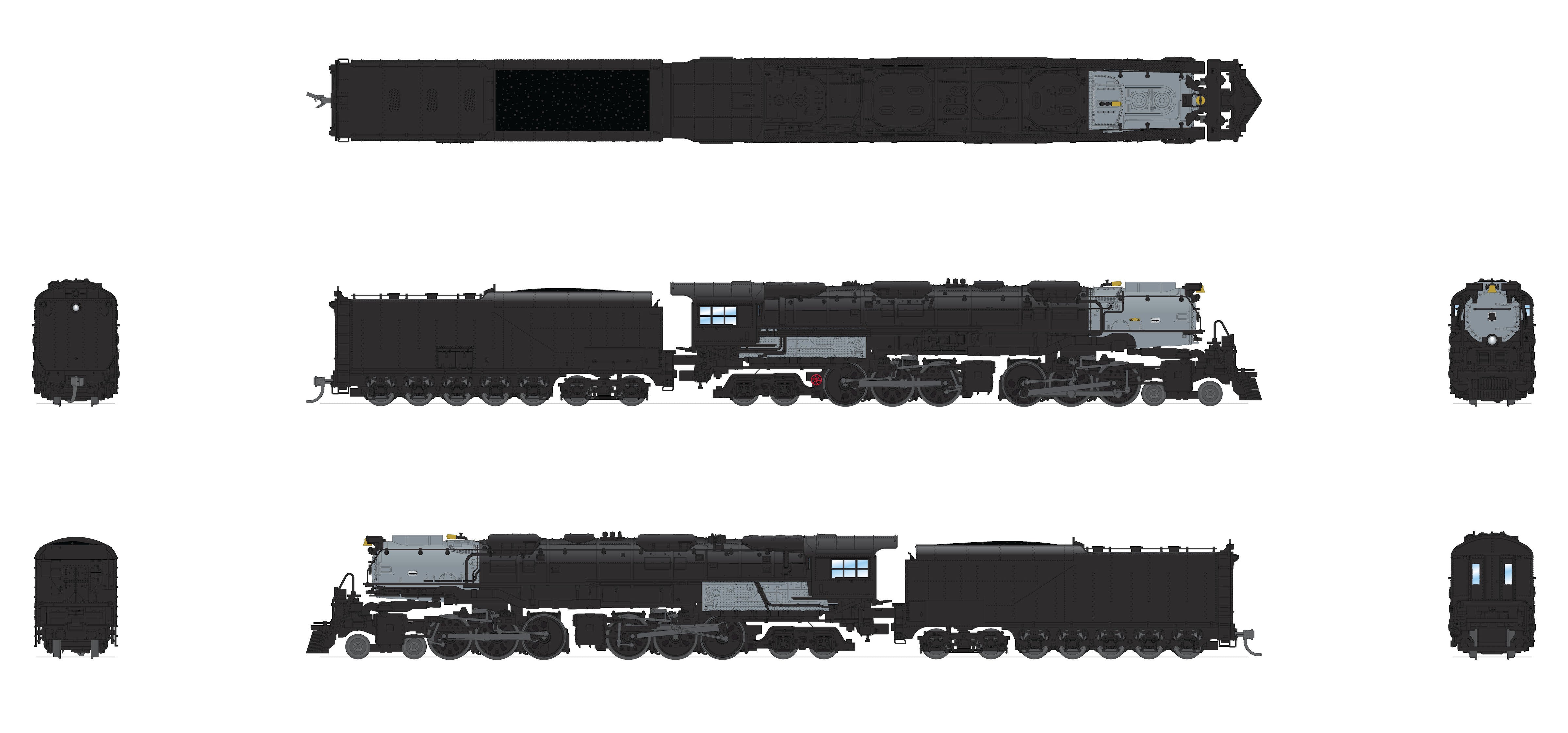 REFURBISHED R8661 UP Challenger 4-6-6-4, Unlettered, Black & Graphite, Coal Tender, No-Sound / DCC-Ready, N