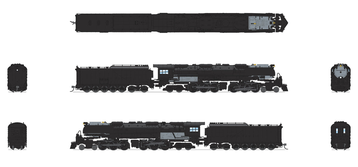 REFURBISHED R8662 UP Challenger 4-6-6-4, Unlettered, Black & Graphite, Oil Tender, w/ Wind Wings, No-Sound / DCC-Ready, N