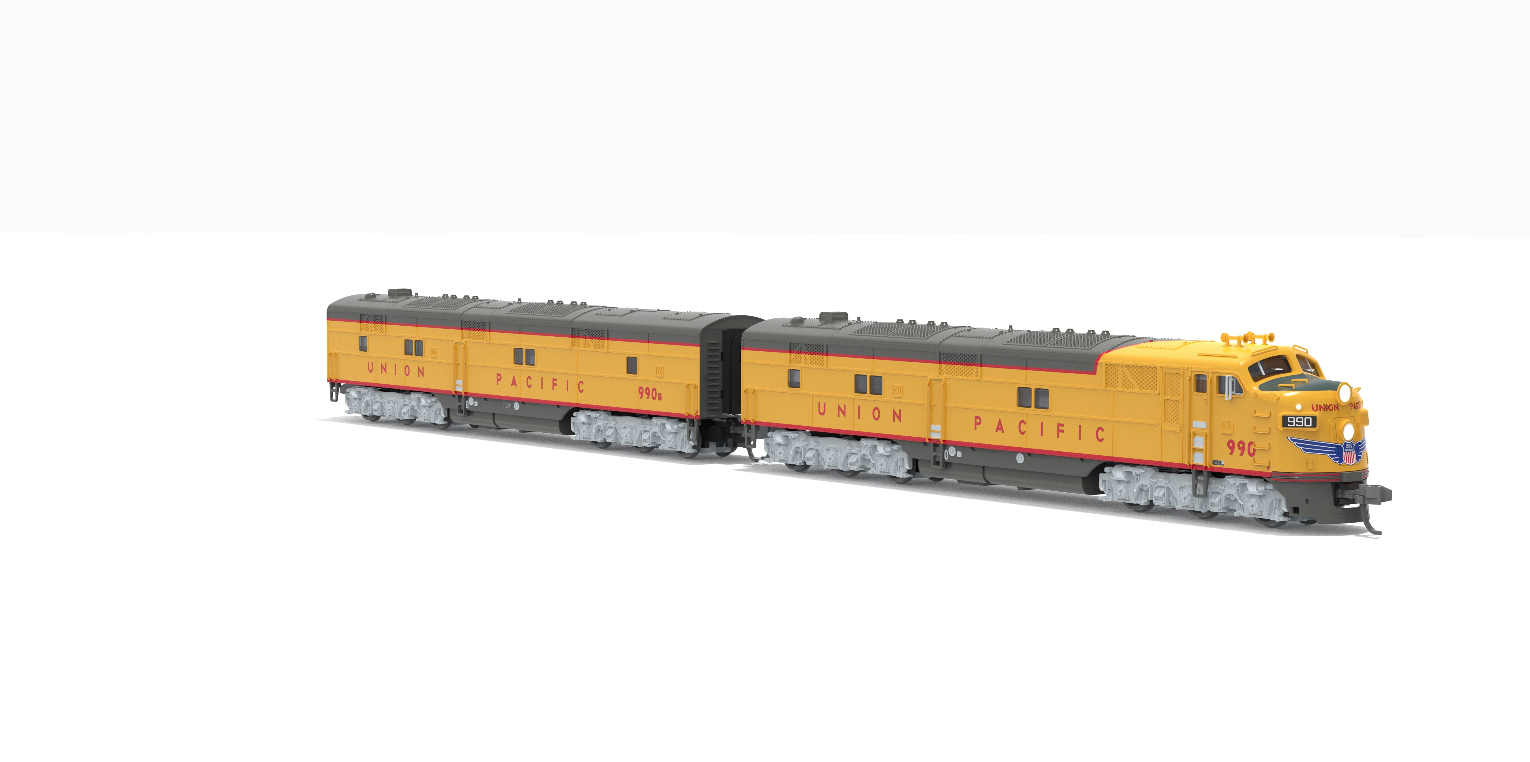 10236 EMD E7 A/B Set, UP 990 / 990B, Yellow & Gray, 1960's Appearance, A-unit Paragon4 Sound/DC/DCC, Unpowered B, N