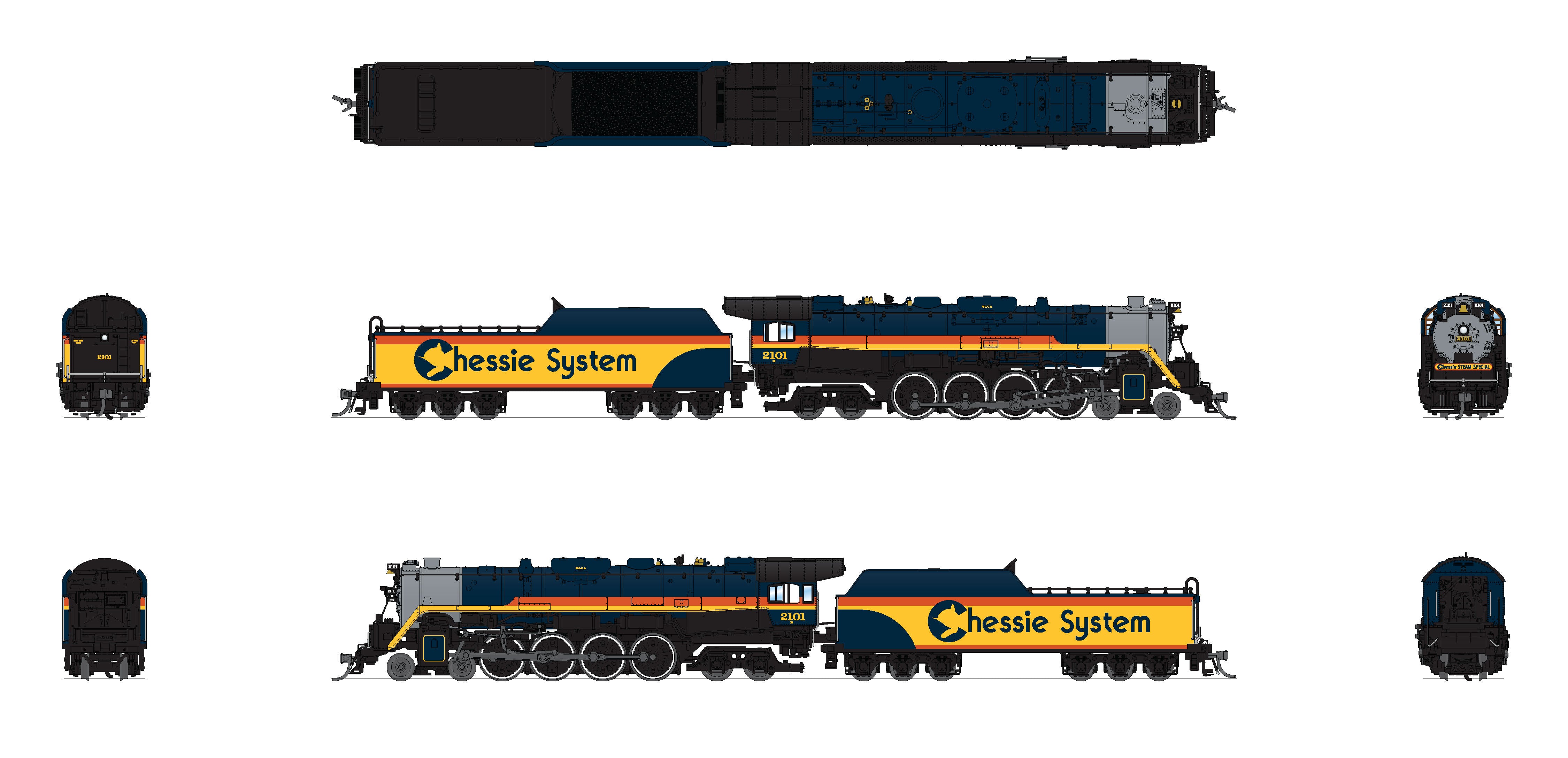 7406 Reading T1 4-8-4, Chessie Steam Special #2101, Paragon4 Sound/DC/DCC, Smoke, N Default Title