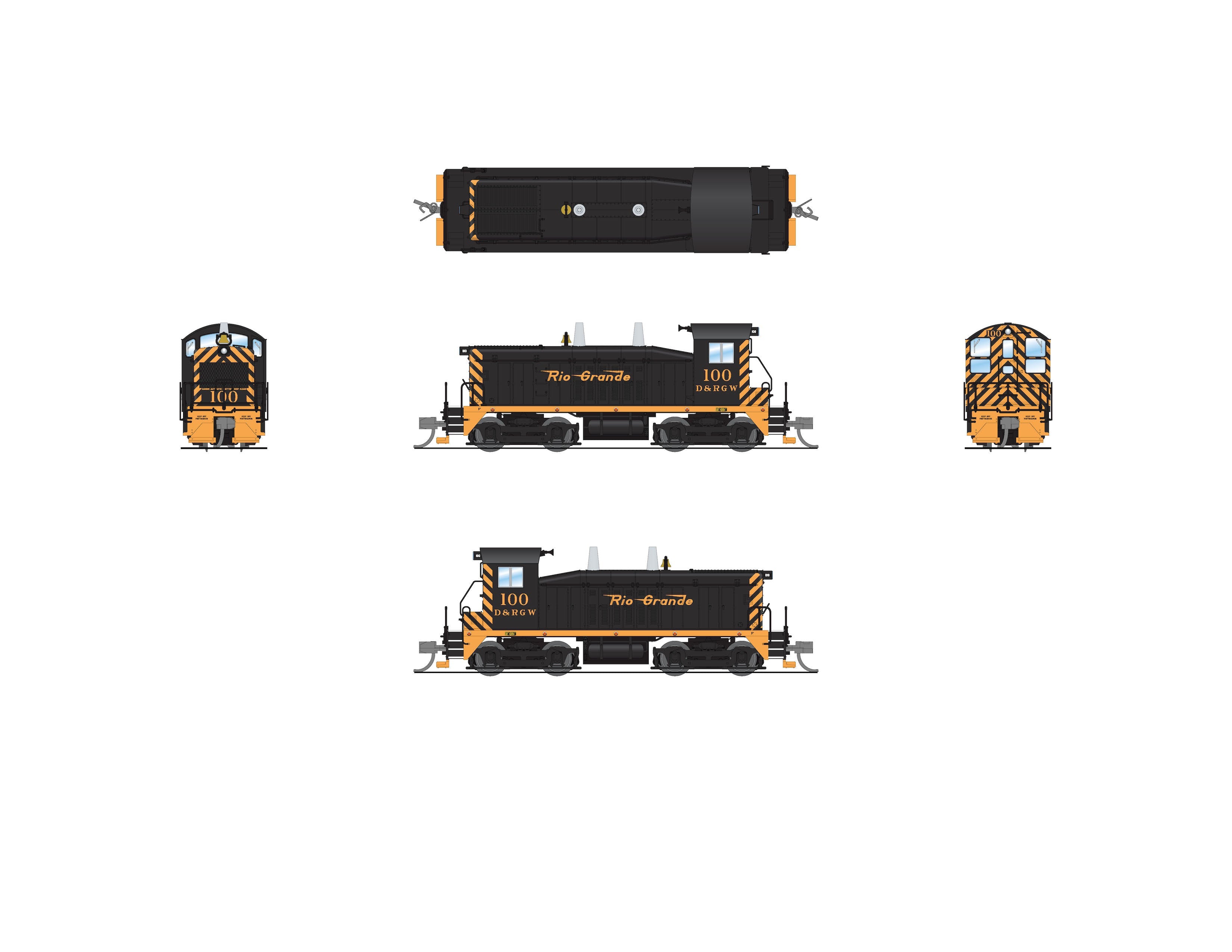 7490 EMD NW2, DRGW 100, Black & Gold, Paragon4 Sound/DC/DCC, N Default Title