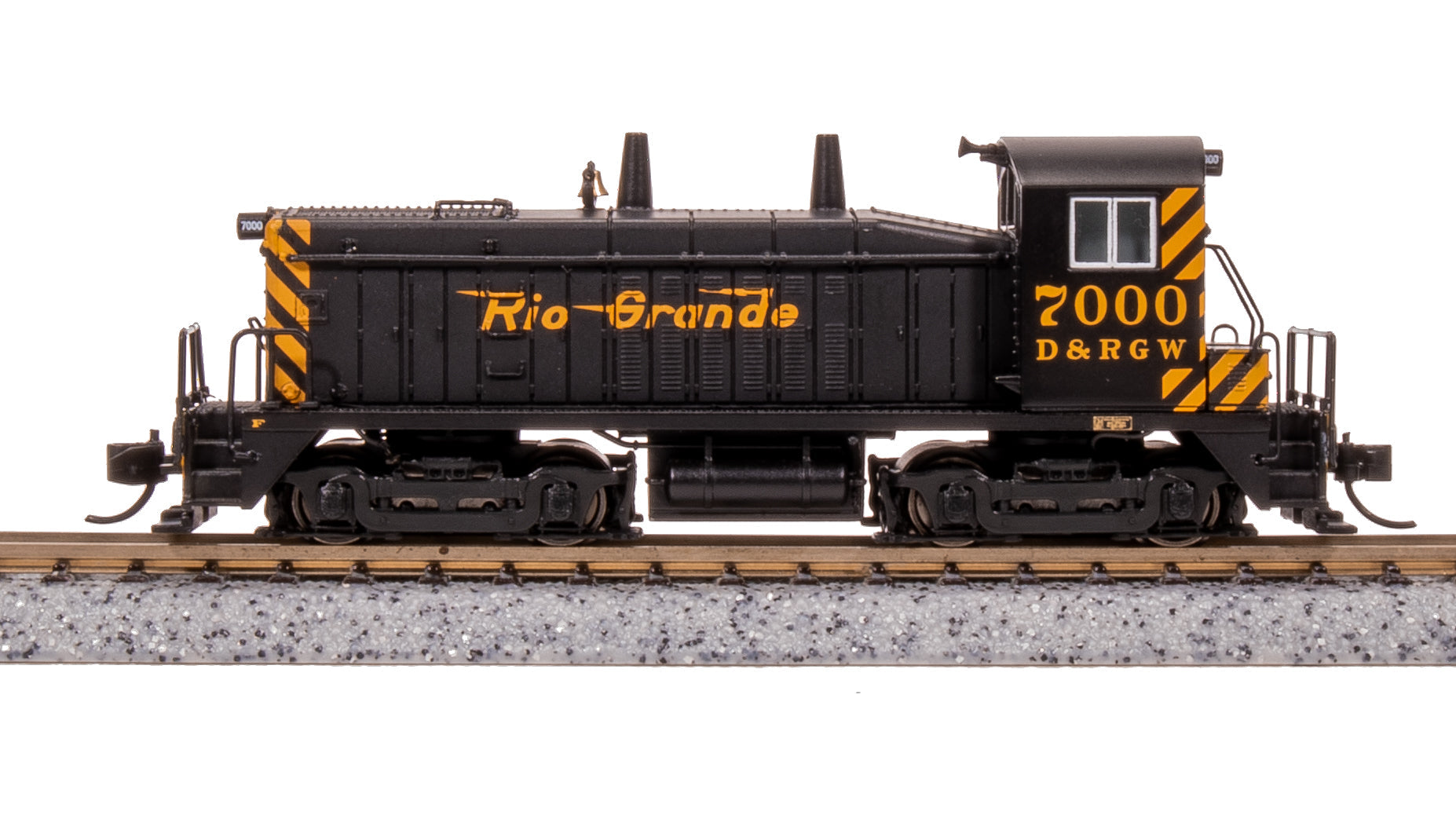 **(BLEMISHED, SEE PHOTOS, SOLD AS IS) REFURBISHED BR7490 EMD NW2, DRGW 100, Black & Gold, Paragon4 Sound/DC/DCC, N