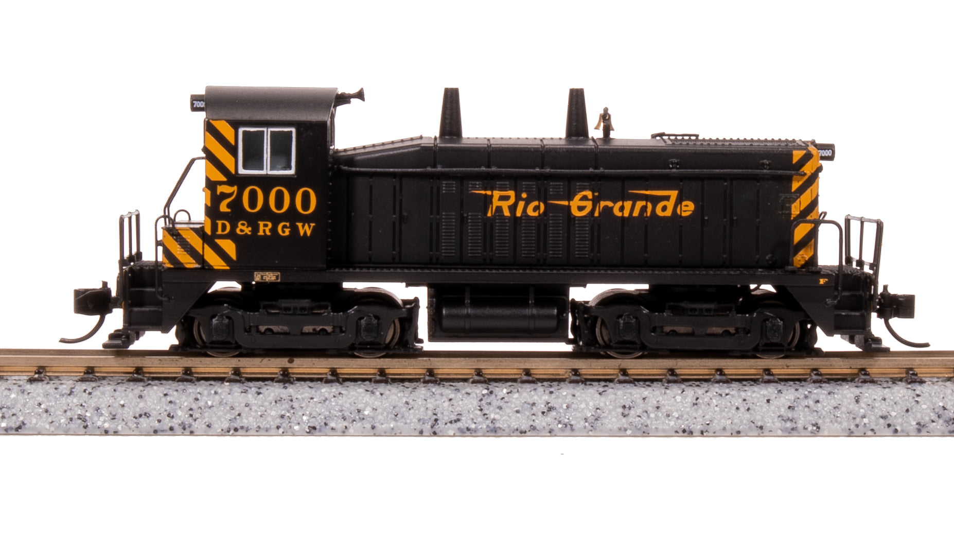 **(BLEMISHED, SEE PHOTOS, SOLD AS IS) REFURBISHED BR7490 EMD NW2, DRGW 100, Black & Gold, Paragon4 Sound/DC/DCC, N
