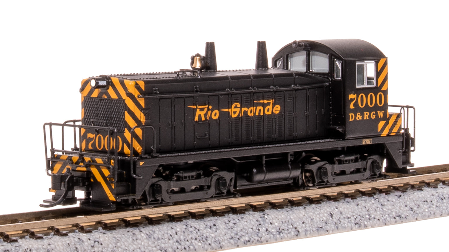 **(BLEMISHED, SEE PHOTOS, SOLD AS IS) REFURBISHED BR7490 EMD NW2, DRGW 100, Black & Gold, Paragon4 Sound/DC/DCC, N