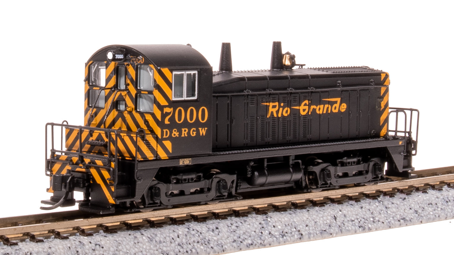 **(BLEMISHED, SEE PHOTOS, SOLD AS IS) REFURBISHED BR7490 EMD NW2, DRGW 100, Black & Gold, Paragon4 Sound/DC/DCC, N
