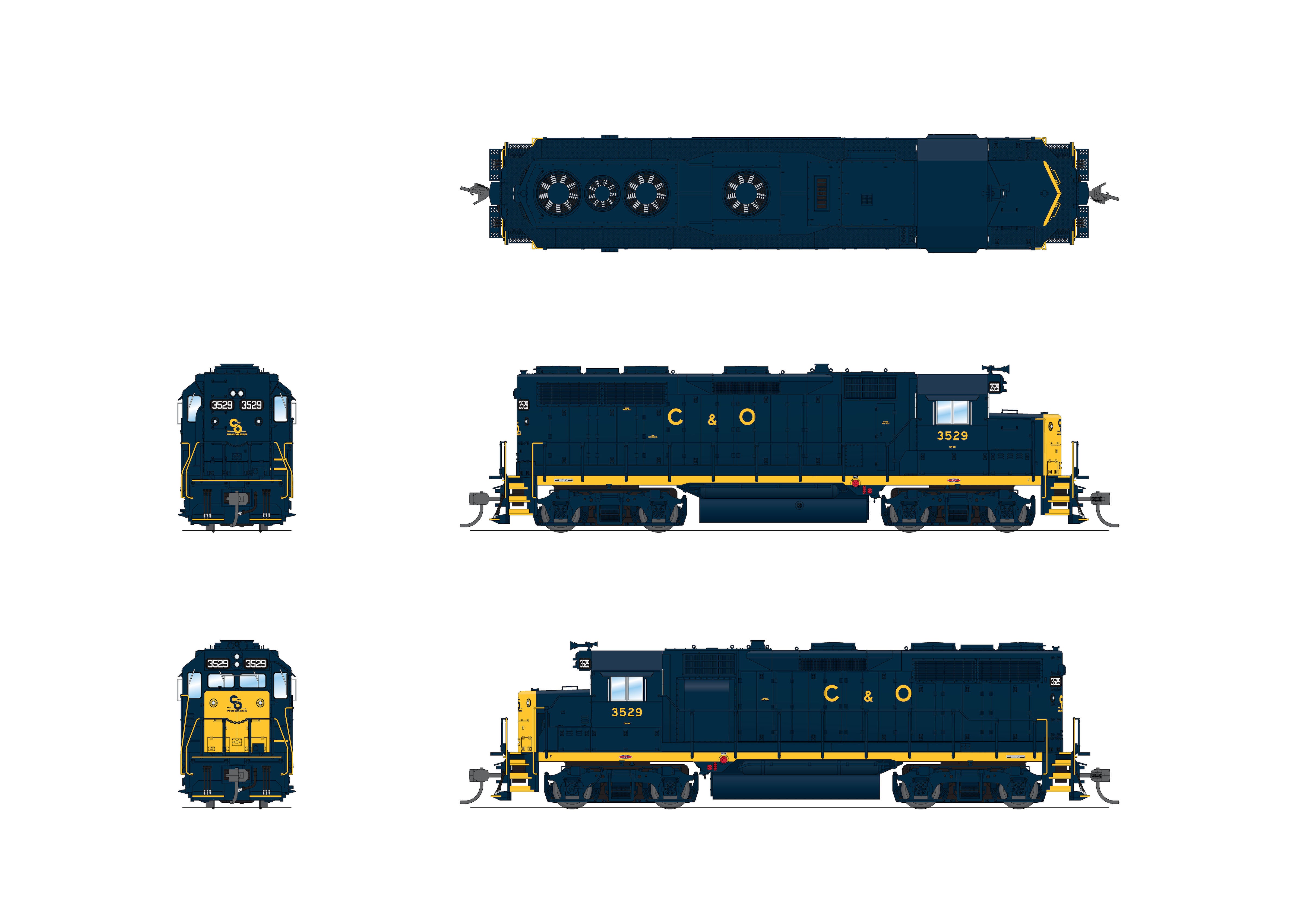 7536 EMD GP35, C&O 3529, "C&O" w/ Yellow Nose, Paragon4 Sound/DC/DCC, HO Default Title