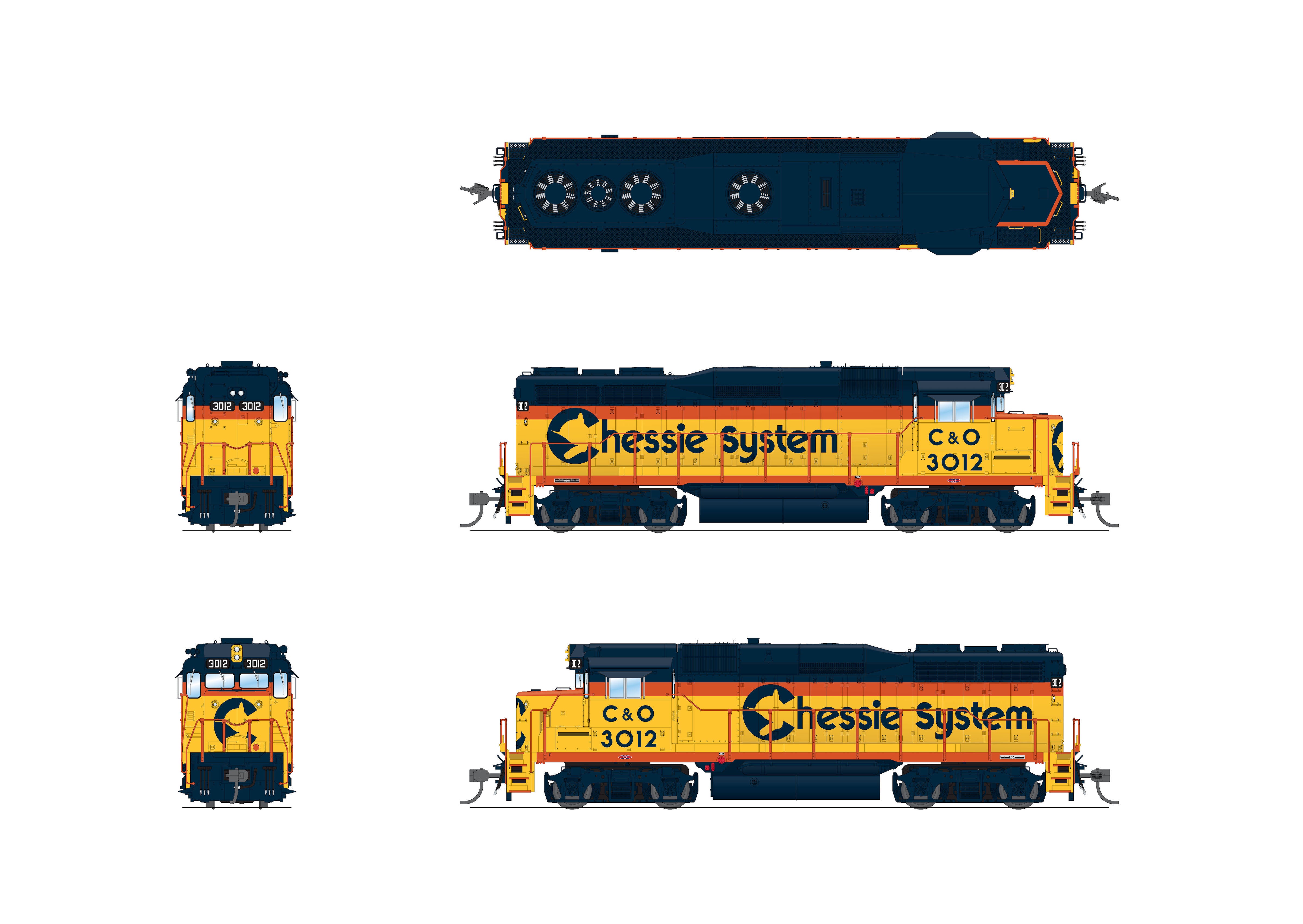 9566 EMD GP30, C&O 3007, Chessie System, No-Sound / DCC-Ready, HO