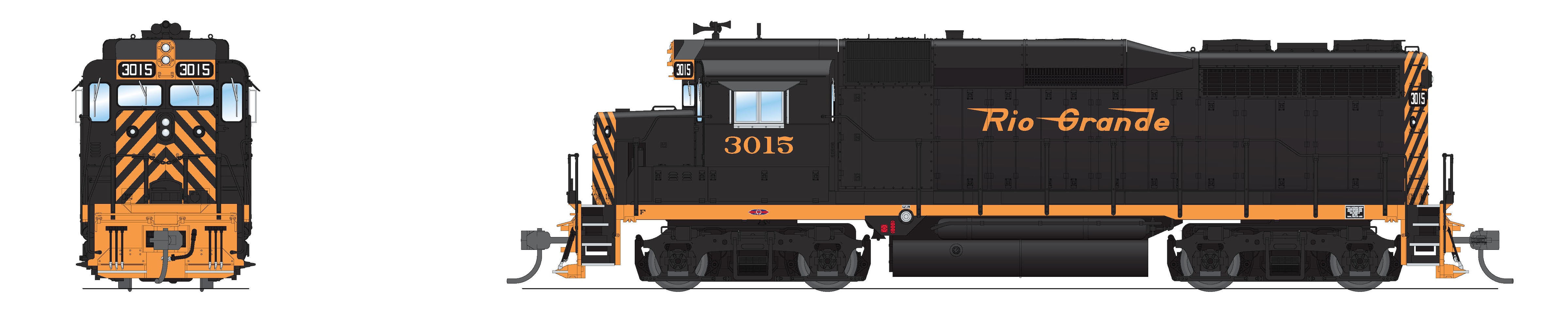 9570 EMD GP30, DRGW 3015, Small "Rio Grande", No-Sound / DCC-Ready, HO