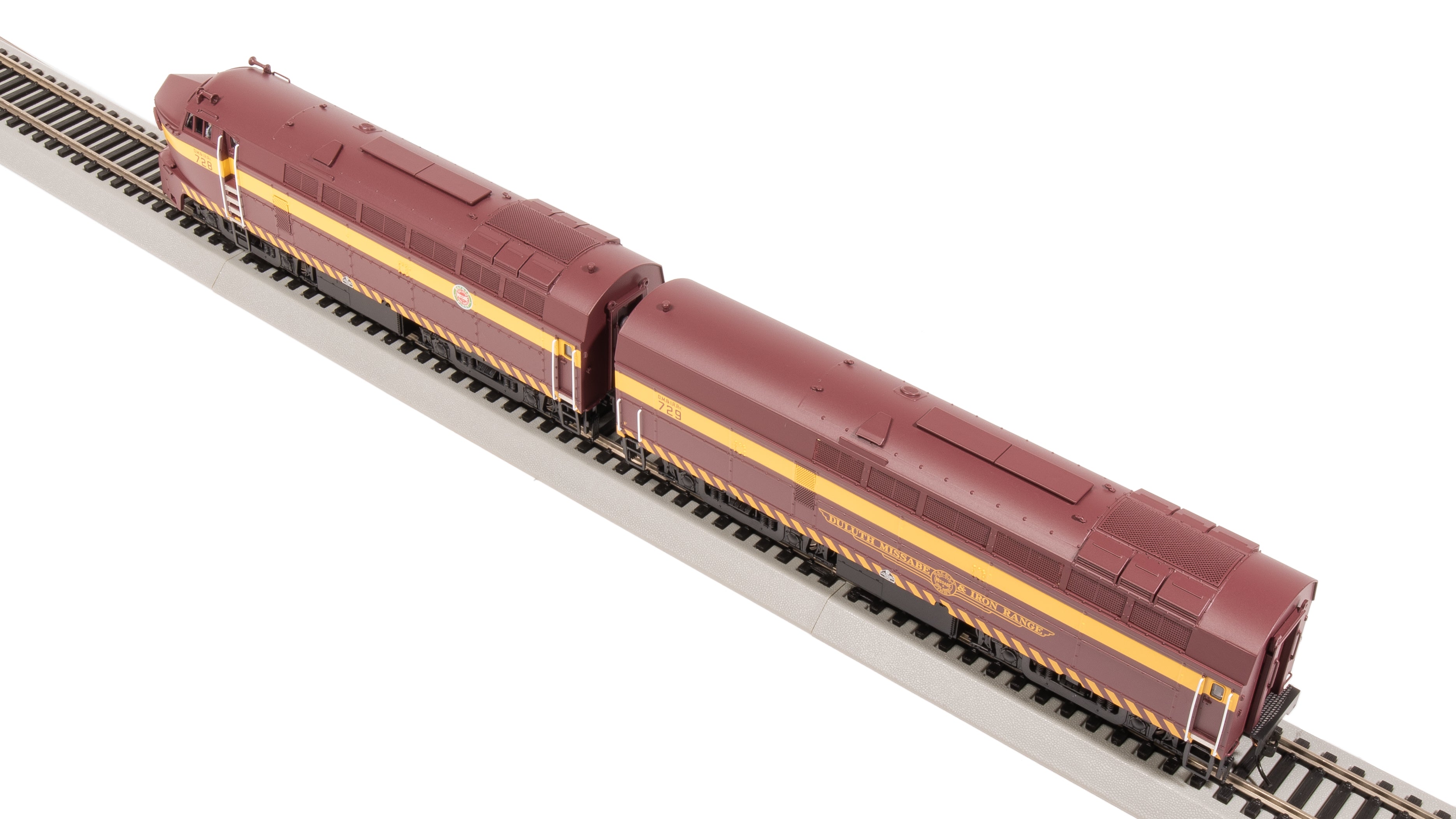 7704 RF-16 Sharknose A/B, DMIR 728/729, Maroon & Yellow, A-unit Paragon4 Sound/DC/DCC, Unpowered B, HO (Fantasy Paint Scheme)