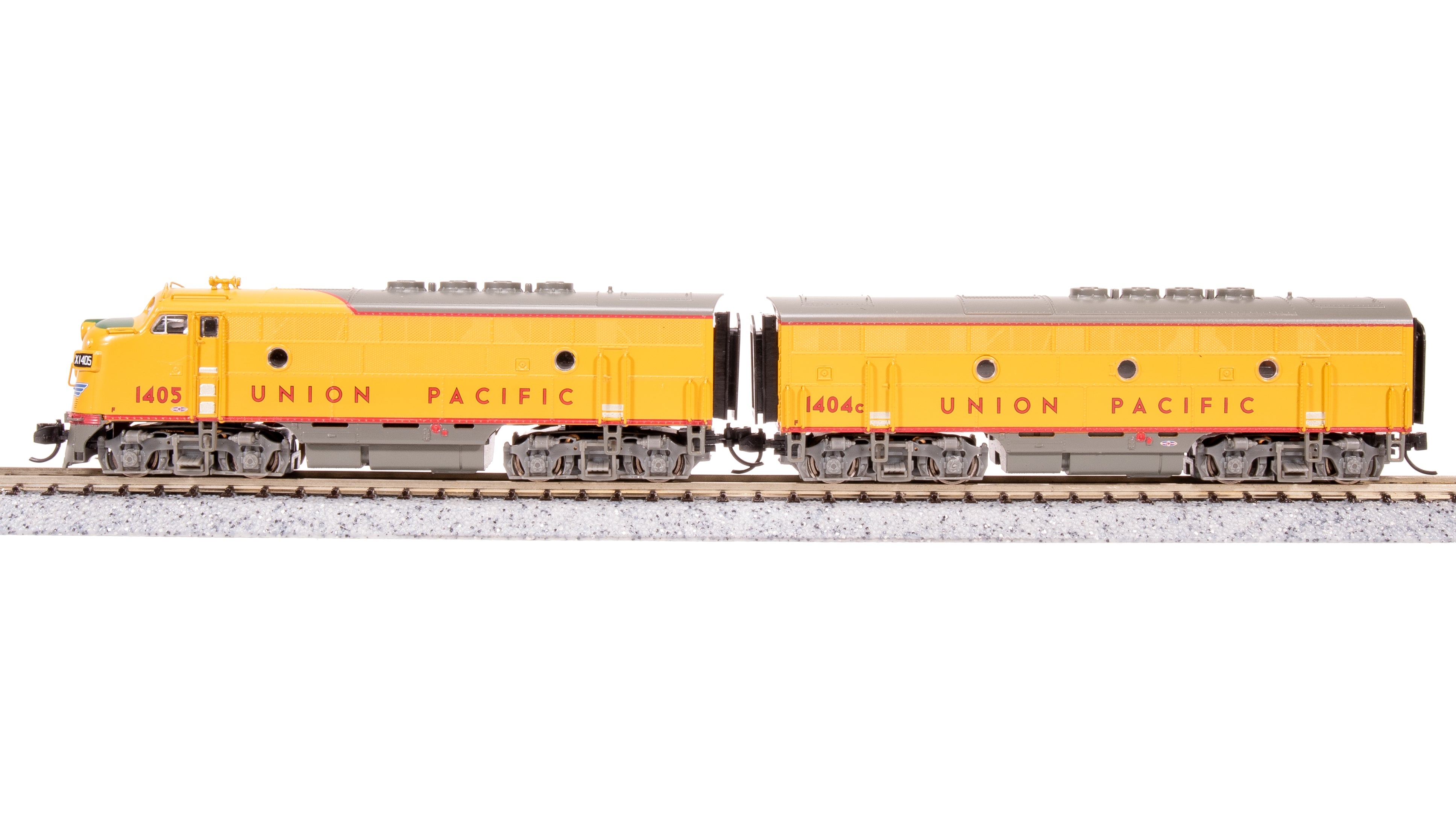 7727 EMD F3 AB, UP 1405/1404C, Yellow & Gray, A-unit Paragon4 Sound/DC/DCC, Unpowered B, N Default Title