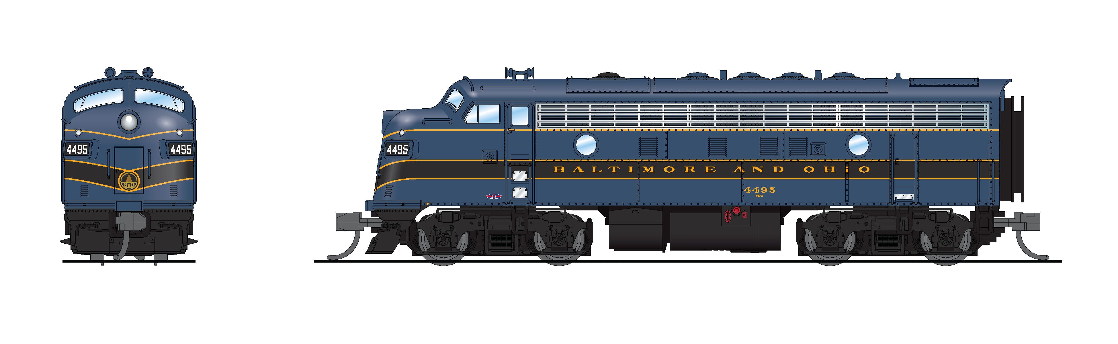 9074 EMD F7A, B&O 4500, Blue/Black/Gold, No-Sound / DCC-Ready, N