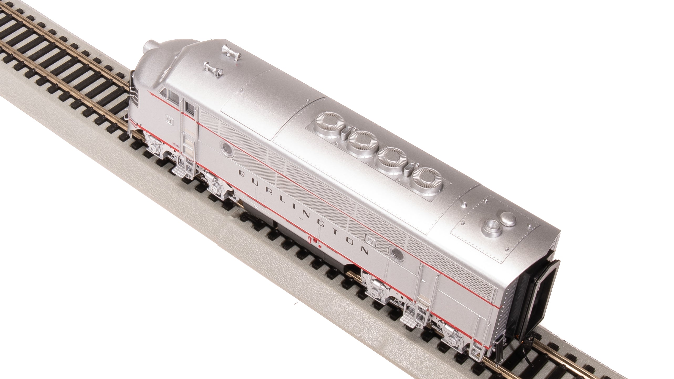 8162 EMD F3 A/B, CBQ 9960A/9960B, Aluminum w/ Black Nose Stripes, A-unit Paragon4 Sound/DC/DCC, Unpowered B-unit, HO
