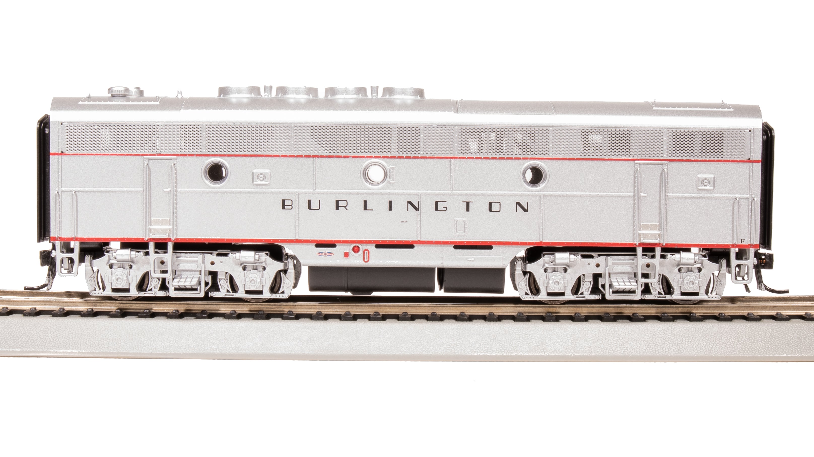 8162 EMD F3 A/B, CBQ 9960A/9960B, Aluminum w/ Black Nose Stripes, A-unit Paragon4 Sound/DC/DCC, Unpowered B-unit, HO
