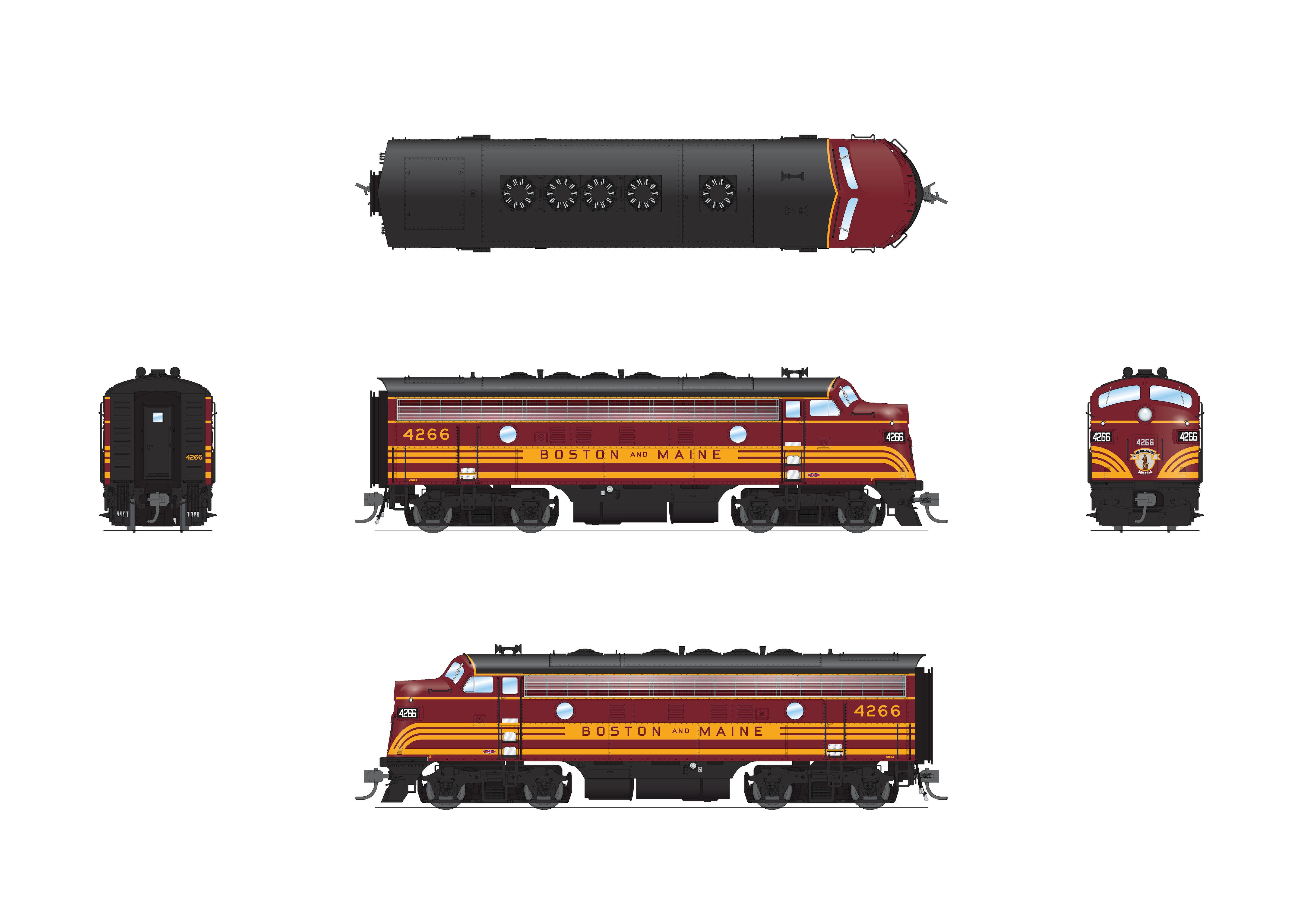 8303 EMD F7 A, B&M 4268, Maroon & Imitation Gold, No-Sound / DCC-Ready, HO