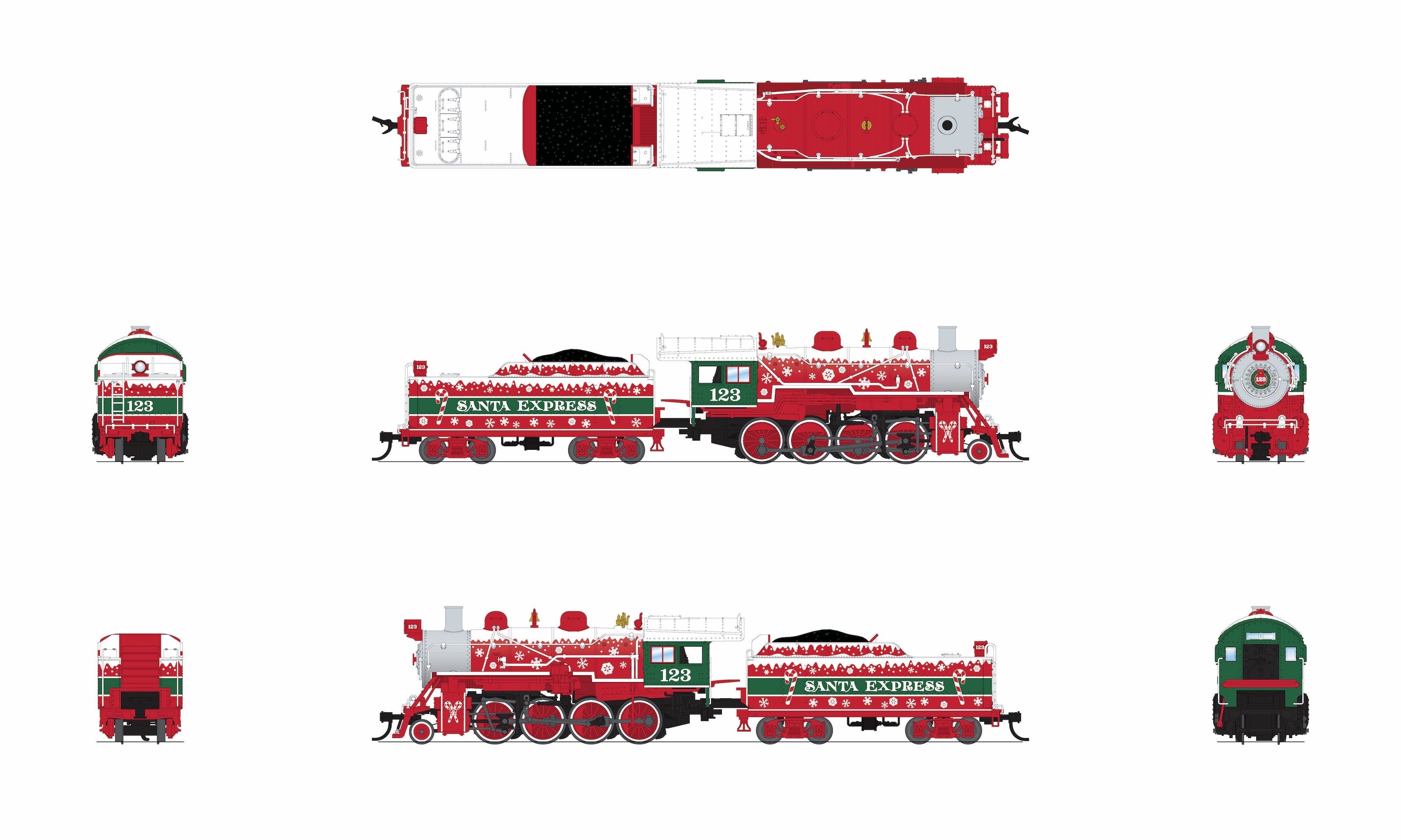 8393 2-8-0 Consolidation, "Santa Express #123", Paragon4 Sound/DC/DCC, w/ Smoke, N (Trainworld Exclusive)