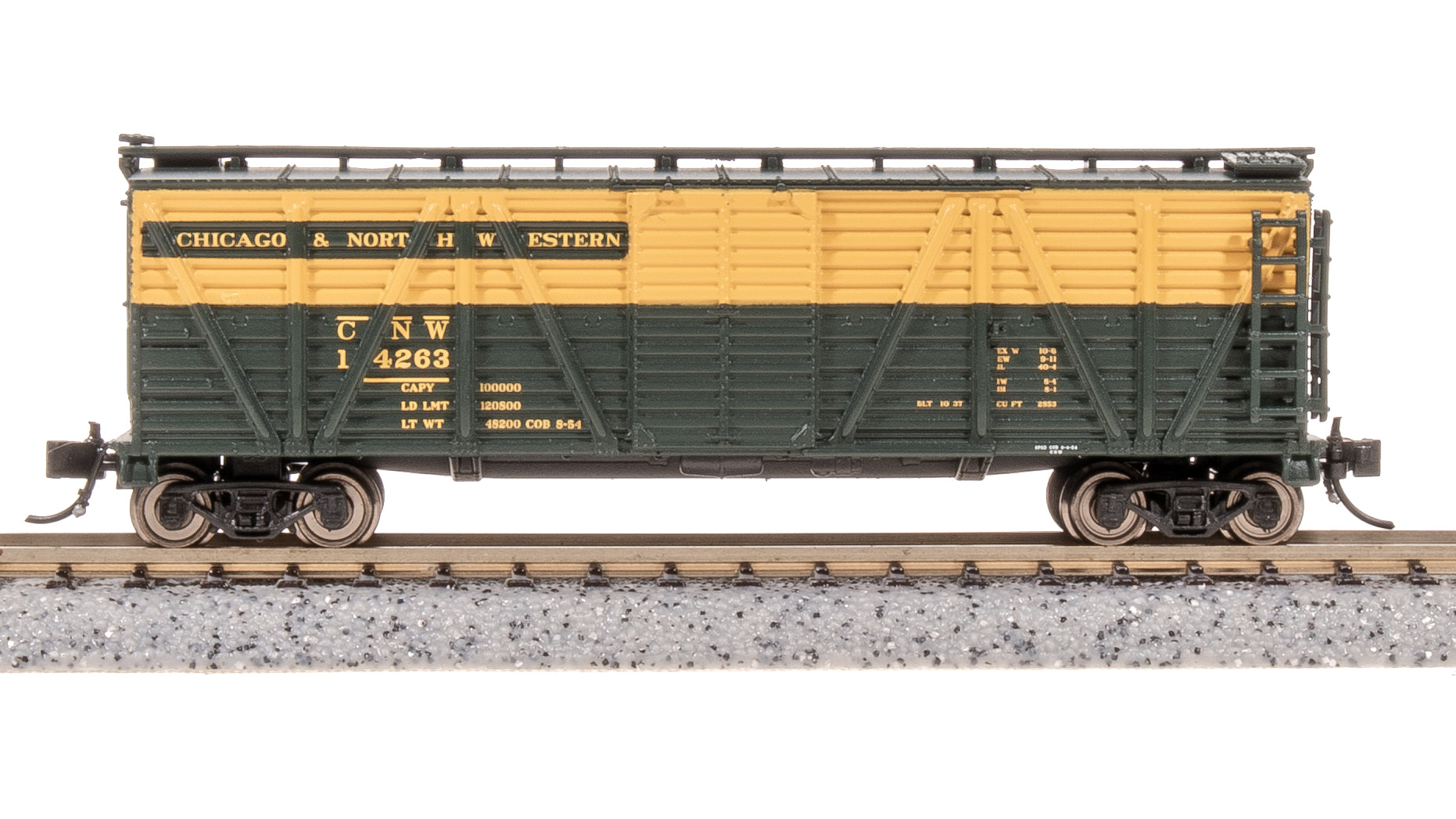 8452 40' Wood Stock Car, CNW 14263, Cattle Sounds, N Scale