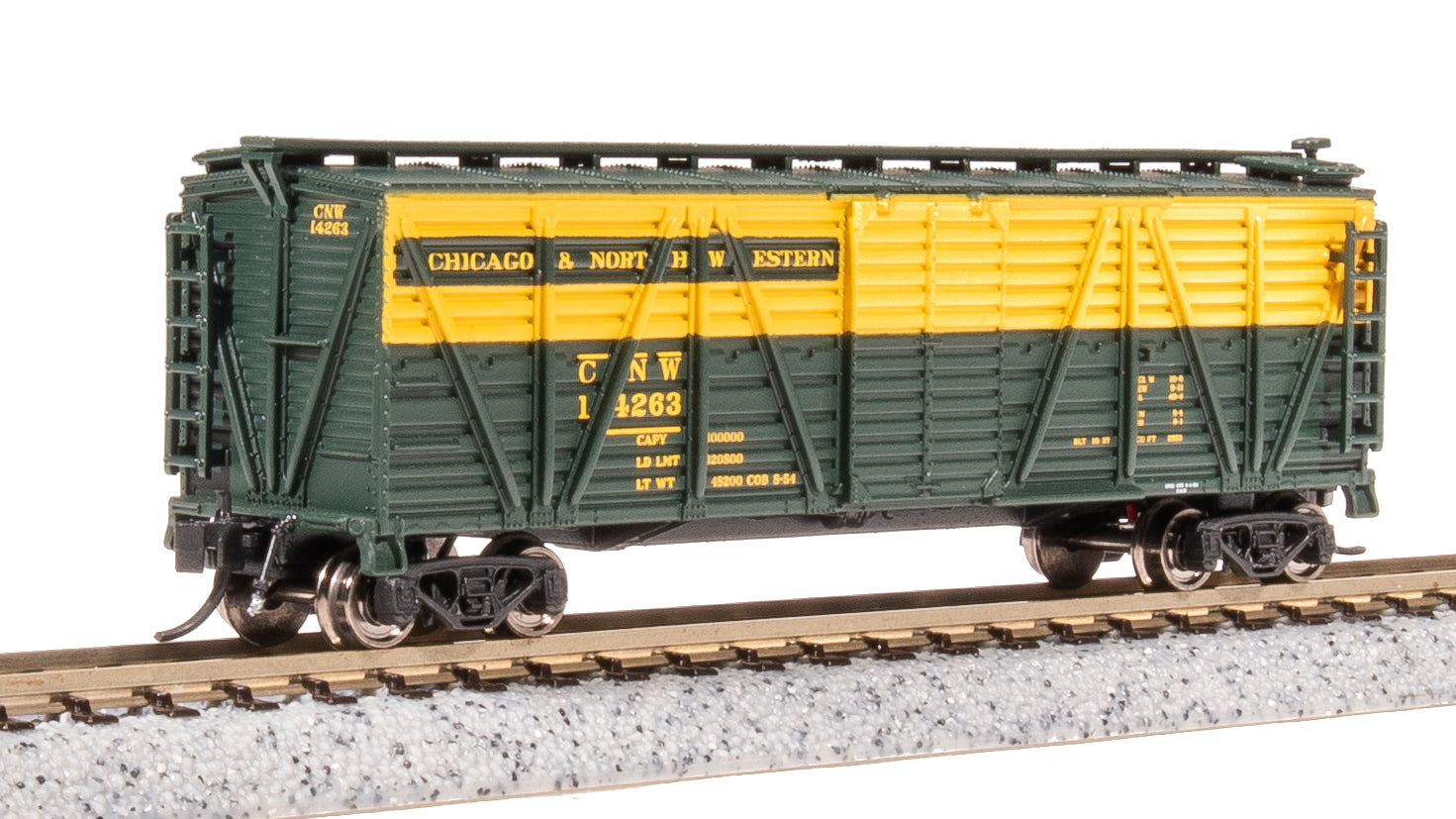 8452 40' Wood Stock Car, CNW 14263, Cattle Sounds, N Scale