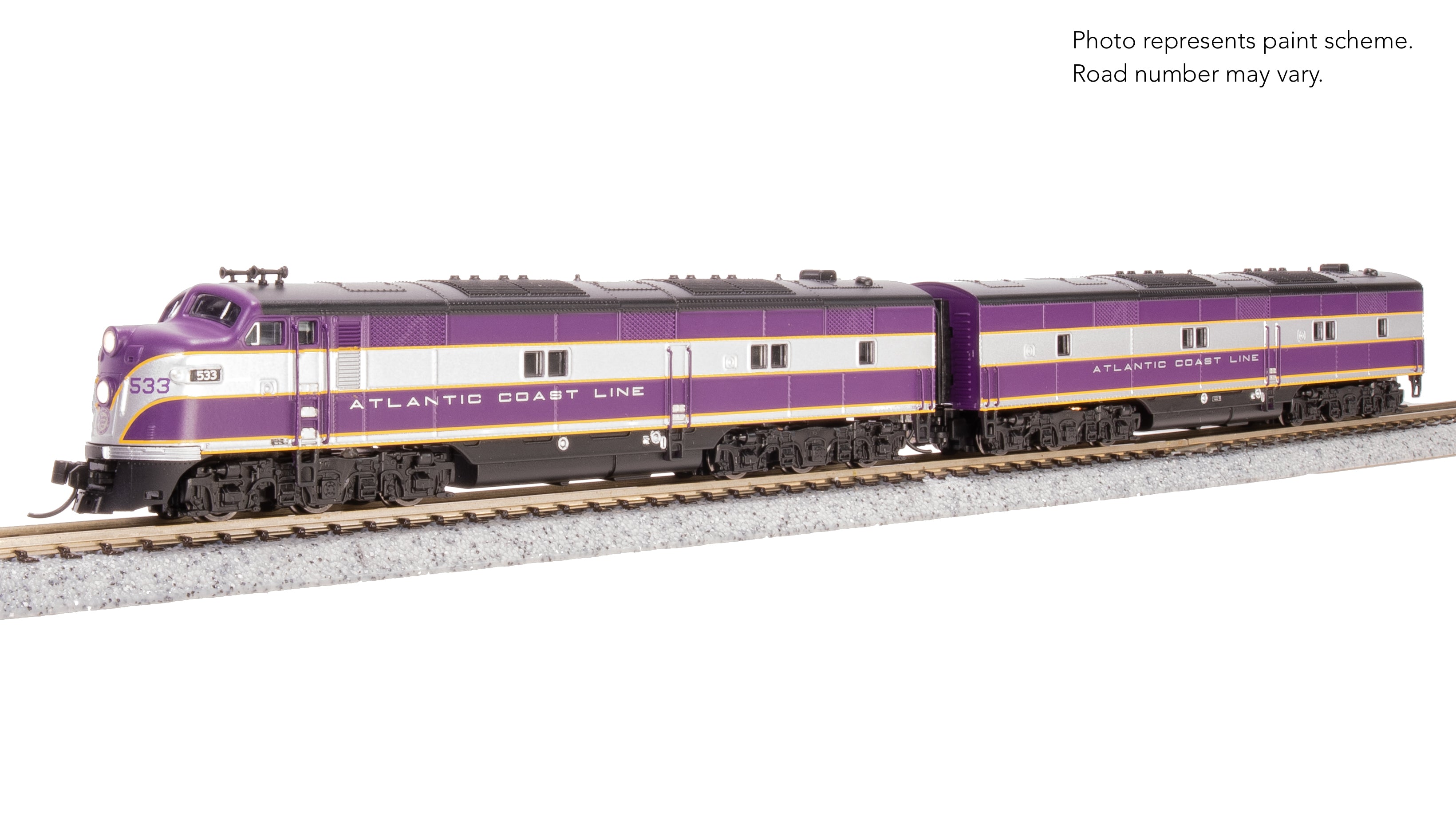 8760 EMD E7 A/B, ACL 533 / 760B, Purple & Silver, A-unit Paragon4 Sound/DC/DCC, Unpowered B-unit, N