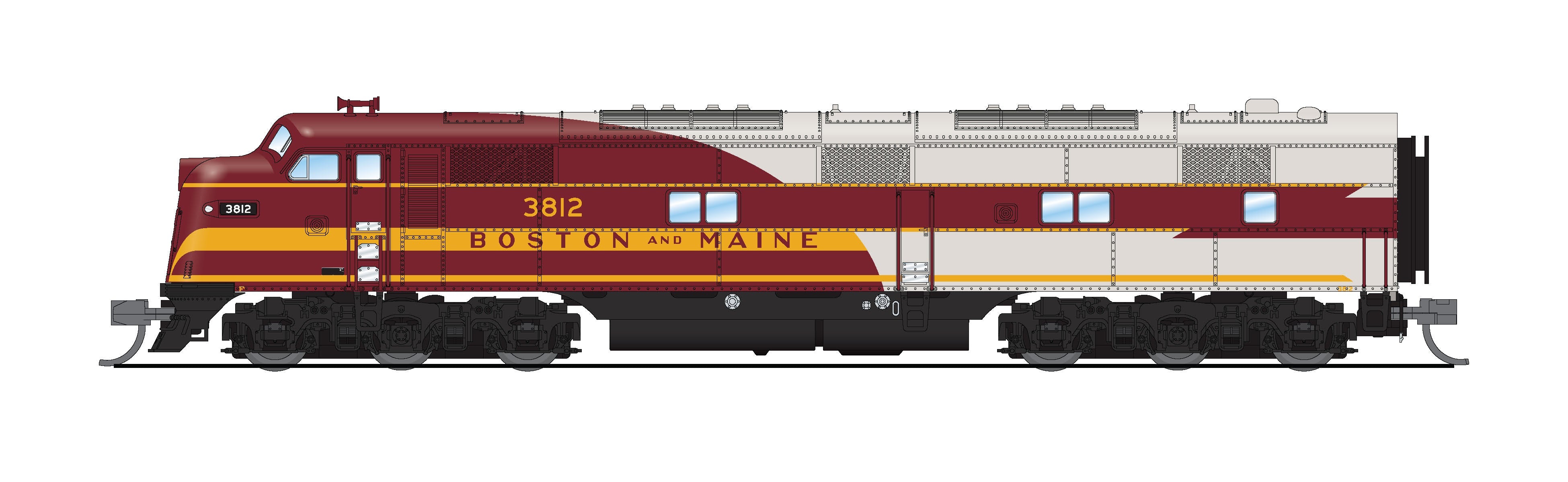 REFURBISHED R8764 EMD E7A, B&M 3815, As-Delivered, Paragon4 Sound/DC/DCC, N