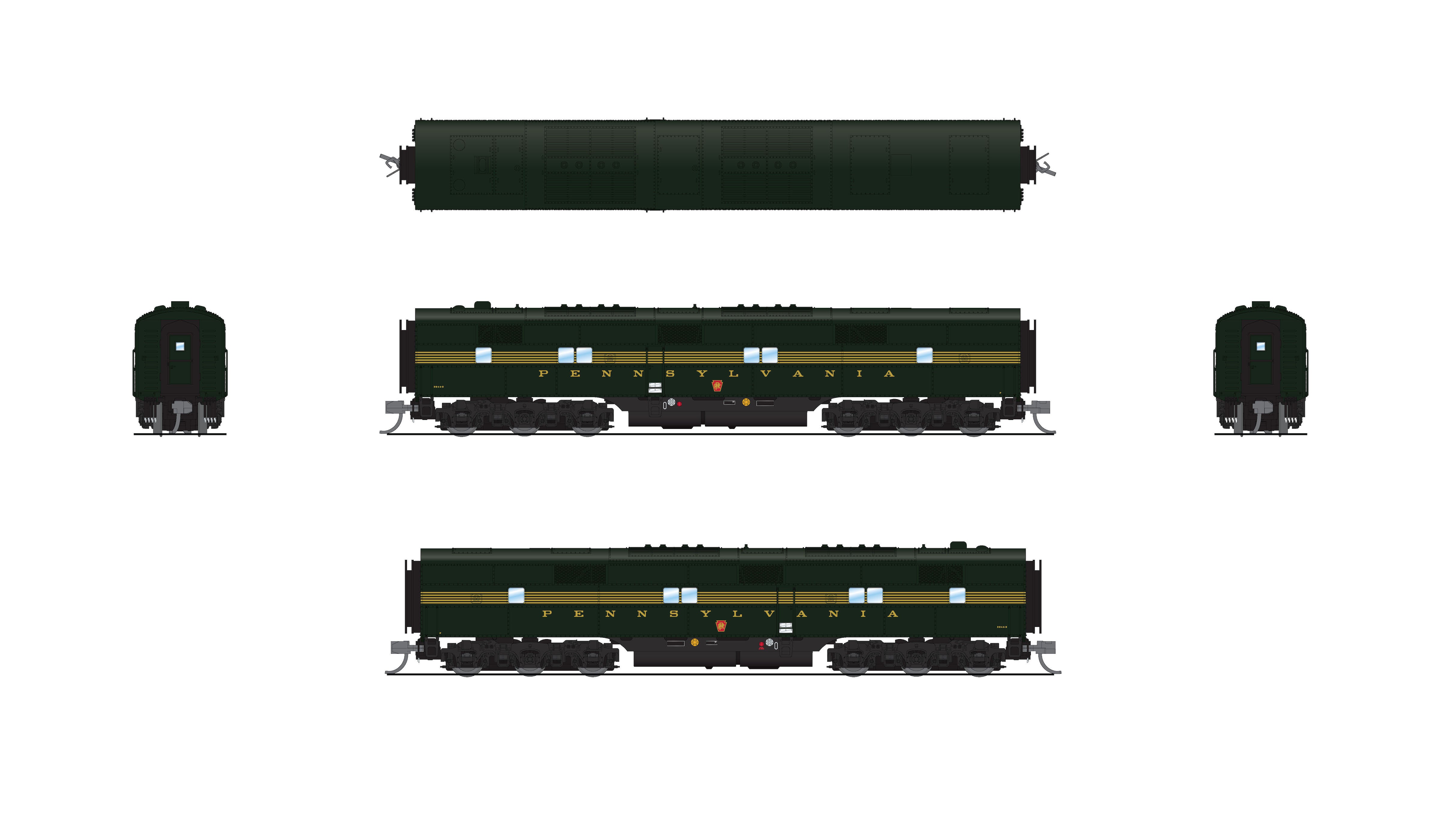 8772 EMD E7 A/B, PRR 5844A / 5844B, DGLE 5-stripe, A-unit Paragon4 Sound/DC/DCC, Unpowered B-unit, N