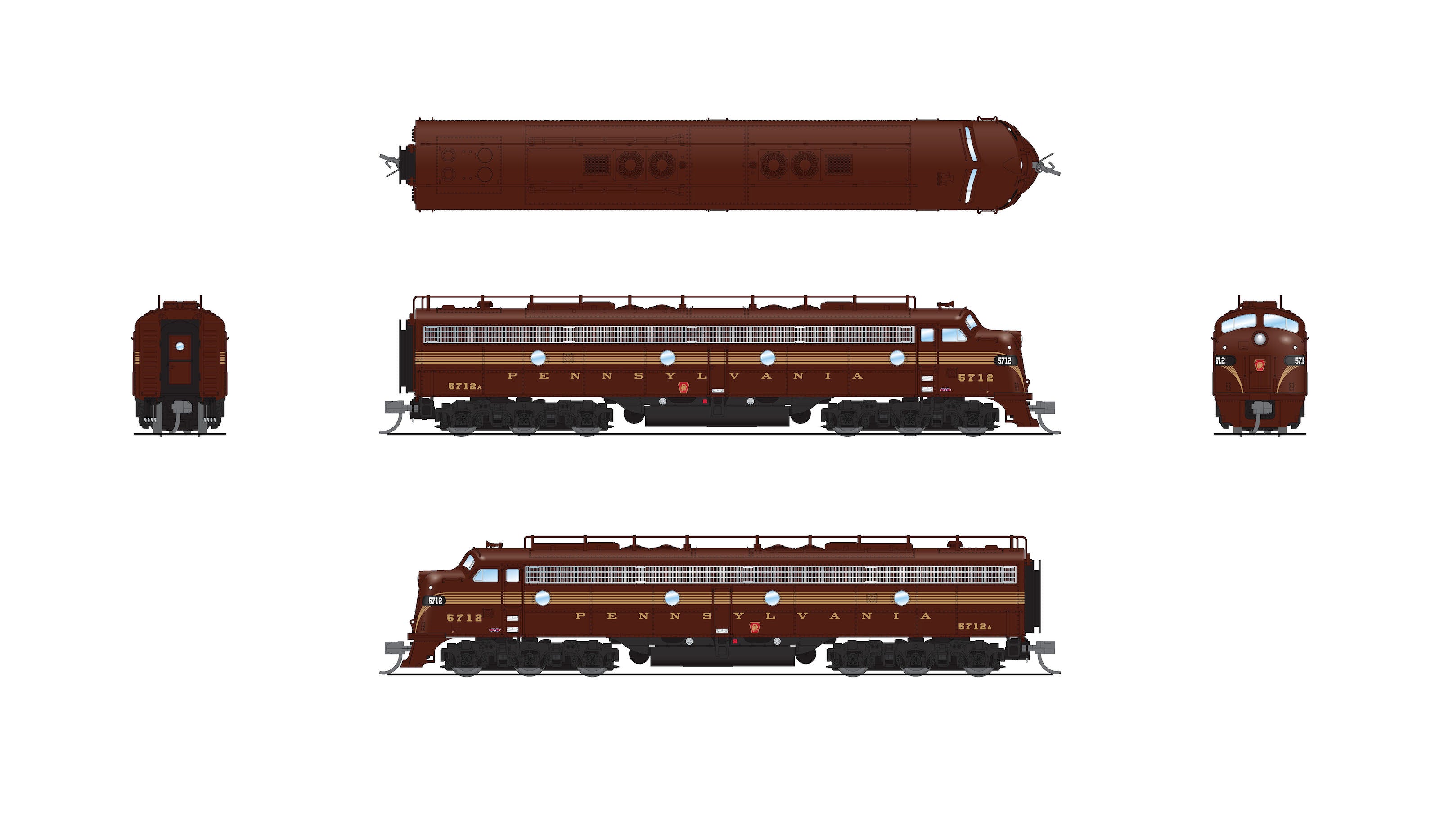 8850 EMD E8A, PRR 5712, Tuscan 5-stripe, No-Sound / DCC-Ready, N Default Title