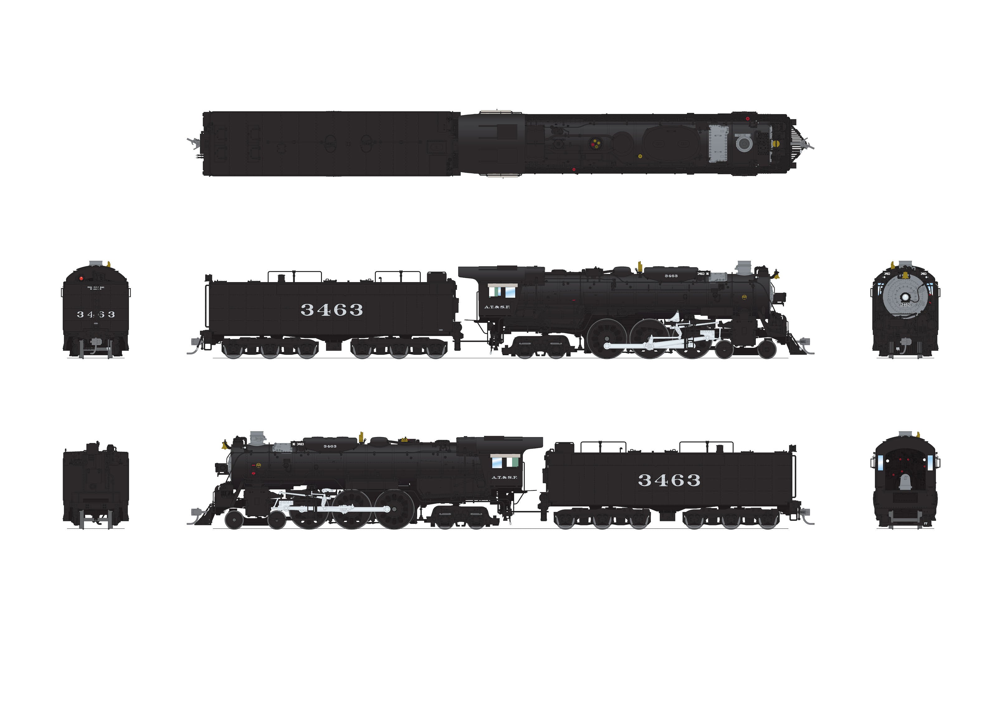 8861 ATSF 3460 Class 4-6-4, #3465, As-Delivered, Paragon4 Sound/DC/DCC, Smoke, HO