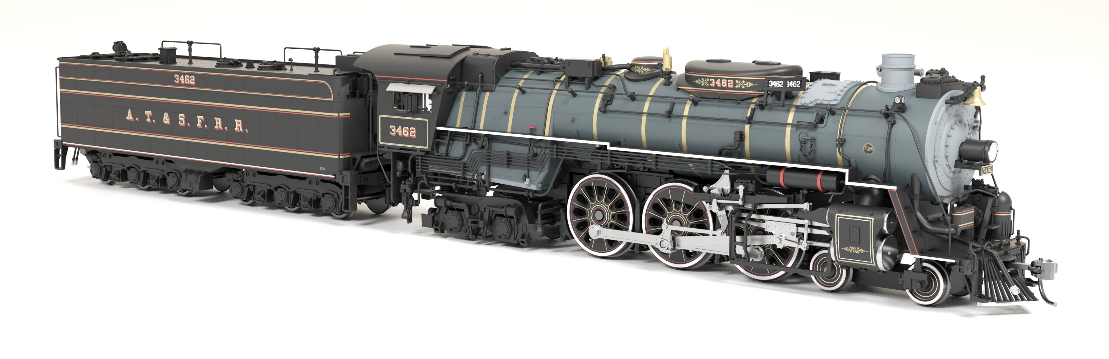 8866 ATSF 3460 Class 4-6-4, #3462, Ornate 1870's Fantasy Scheme, Paragon4 Sound/DC/DCC, Smoke, HO