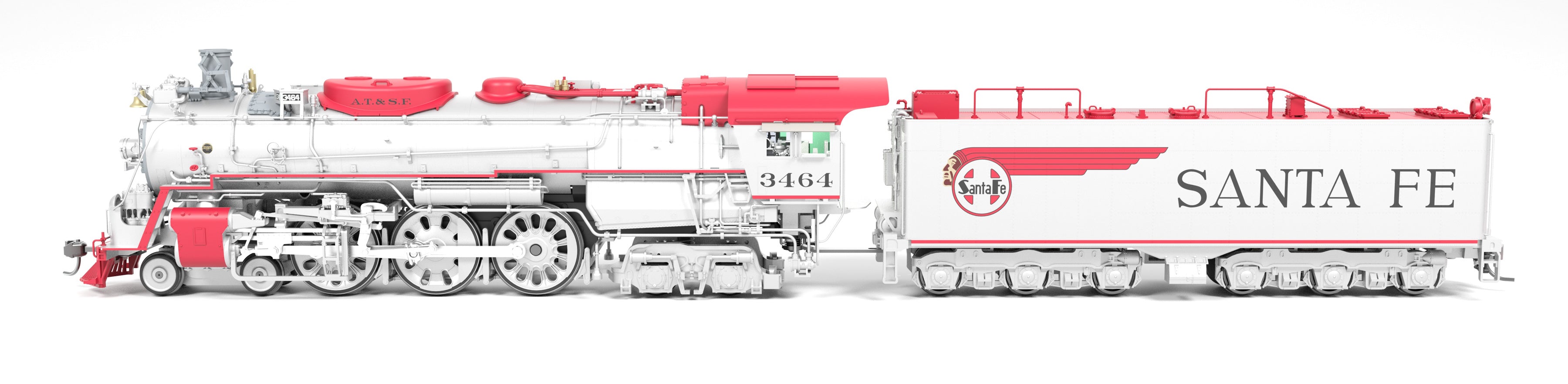 8867 ATSF 3460 Class 4-6-4, #3464, Aluminum Shadowline Fantasy Scheme, Paragon4 Sound/DC/DCC, Smoke, HO (Trainworld Exclusive)