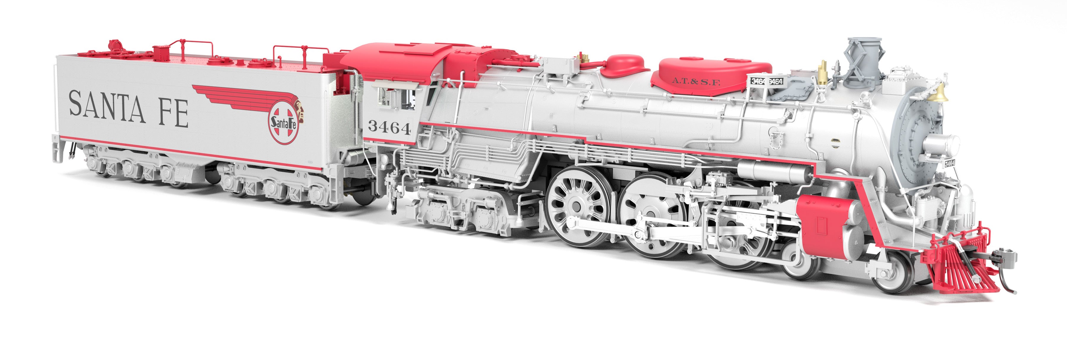 8867 ATSF 3460 Class 4-6-4, #3464, Aluminum Shadowline Fantasy Scheme, Paragon4 Sound/DC/DCC, Smoke, HO (Trainworld Exclusive)