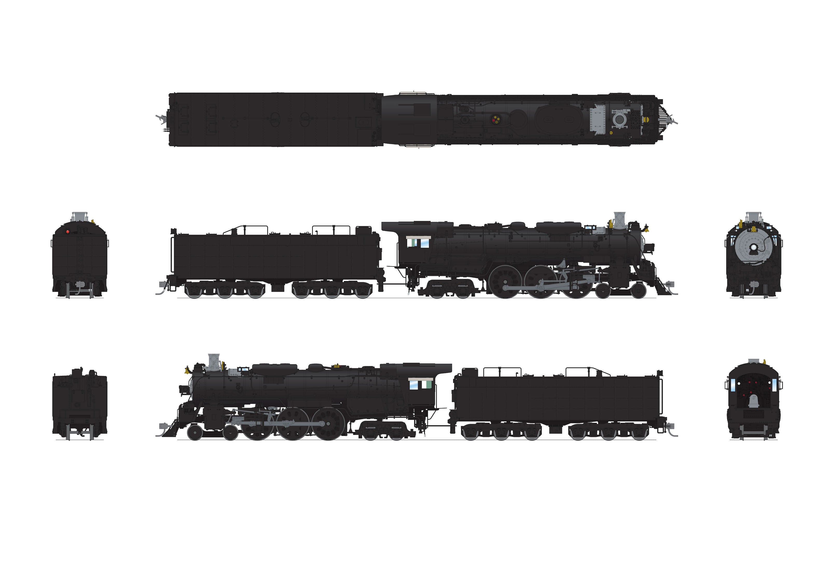 8877 ATSF 3460 Class 4-6-4, Unlettered, No-Sound / DCC-Ready, HO