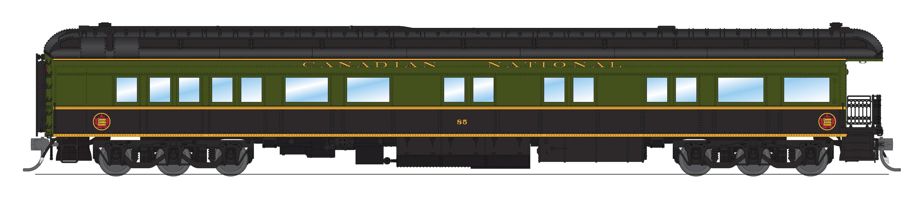 9101 CN Heavyweight 5-Car Passenger Set, Green/Black/Yellow Scheme, (#7167, #5139, #5142, #5166, #85), HO Scale