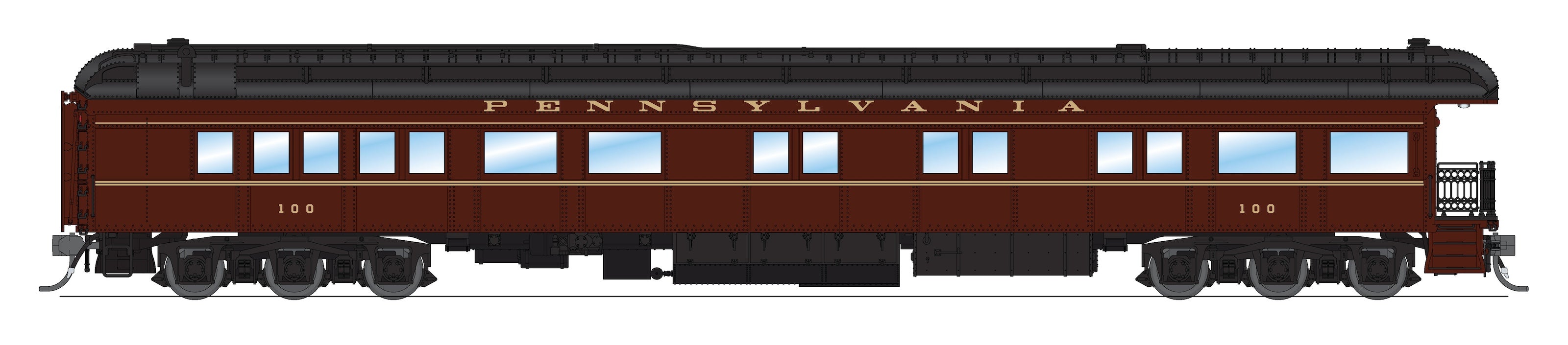 8973 Z74D Business Car, PRR 100, 1950's Appearance, HO Scale