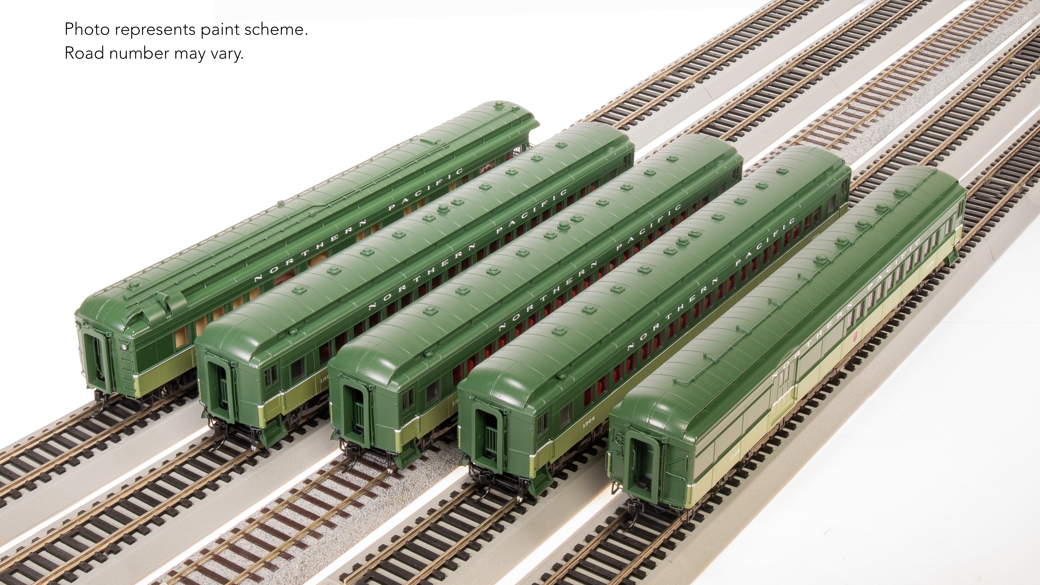 9102 NP Heavyweight 5-Car Passenger Set, Loewy Two-Tone Green, (#1195, #1352, #1357, #1364, "Green River"), HO Scale