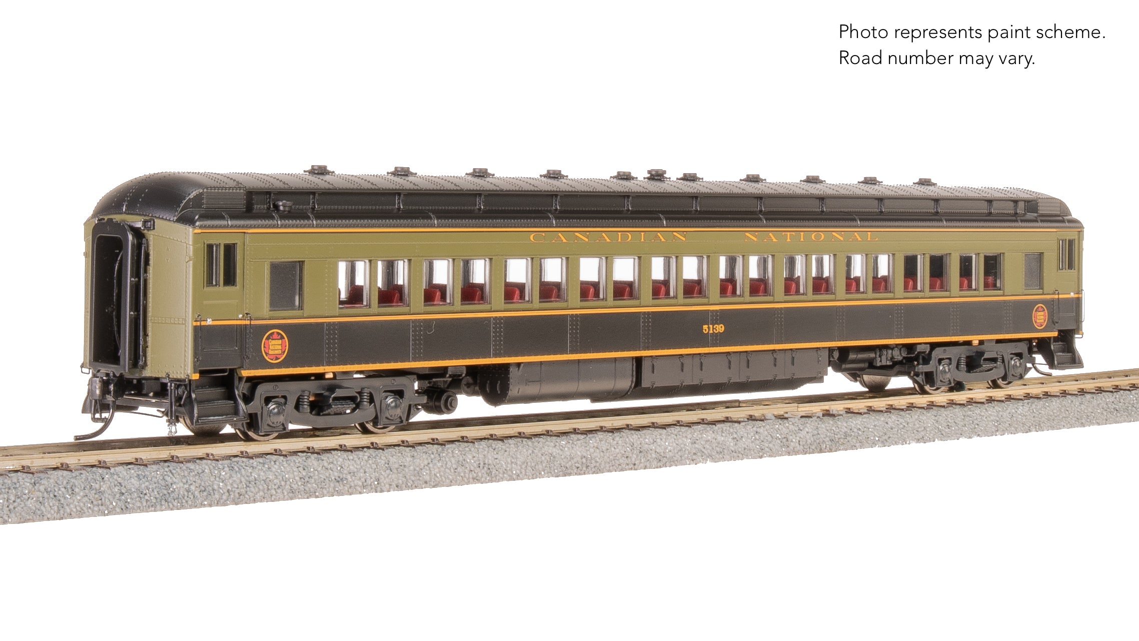 9101 CN Heavyweight 5-Car Passenger Set, Green/Black/Yellow Scheme, (#7167, #5139, #5142, #5166, #85), HO Scale