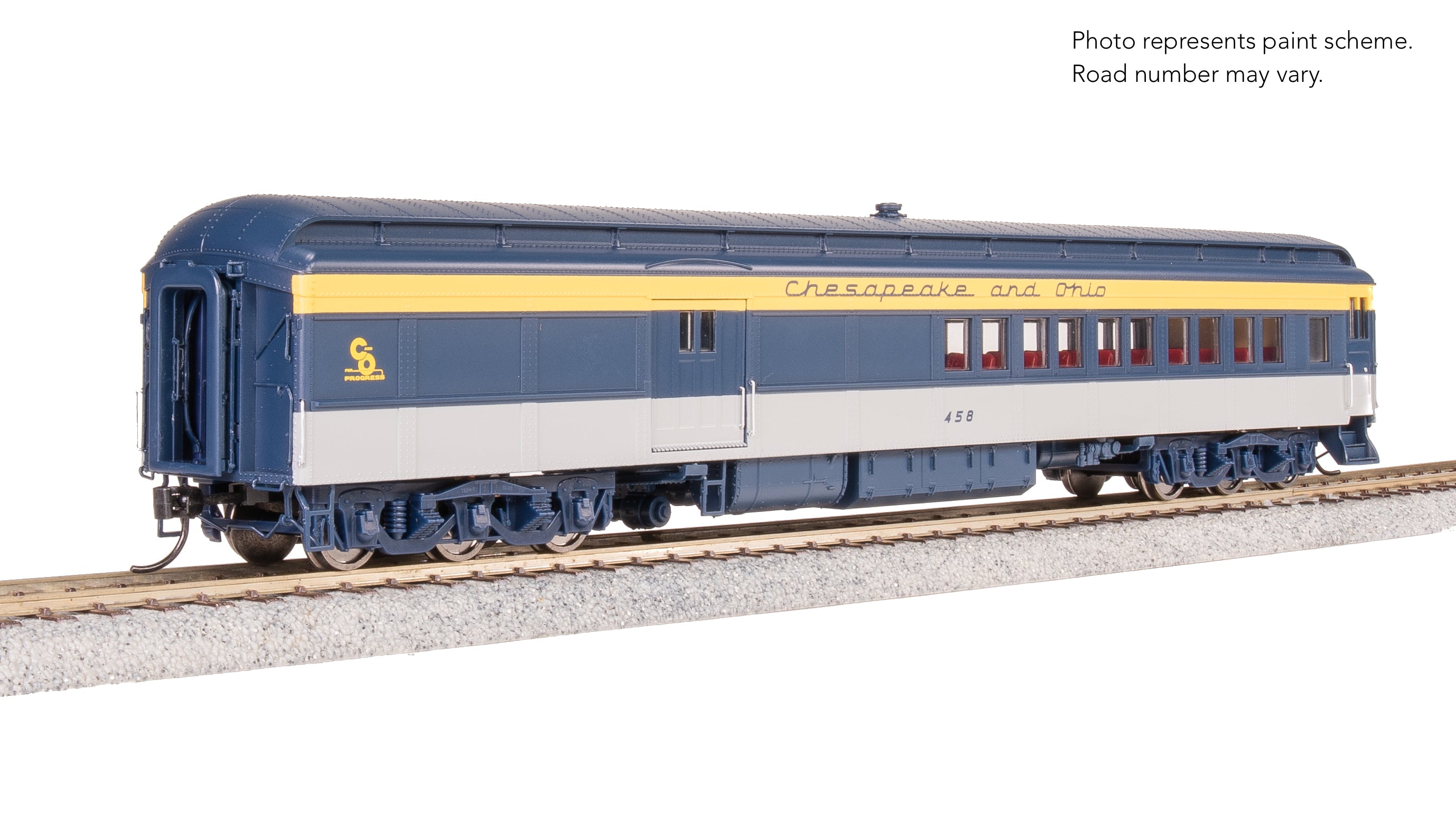 9115 C&O Coach-Baggage Combine, #458, Tri-Color Paint, HO Scale