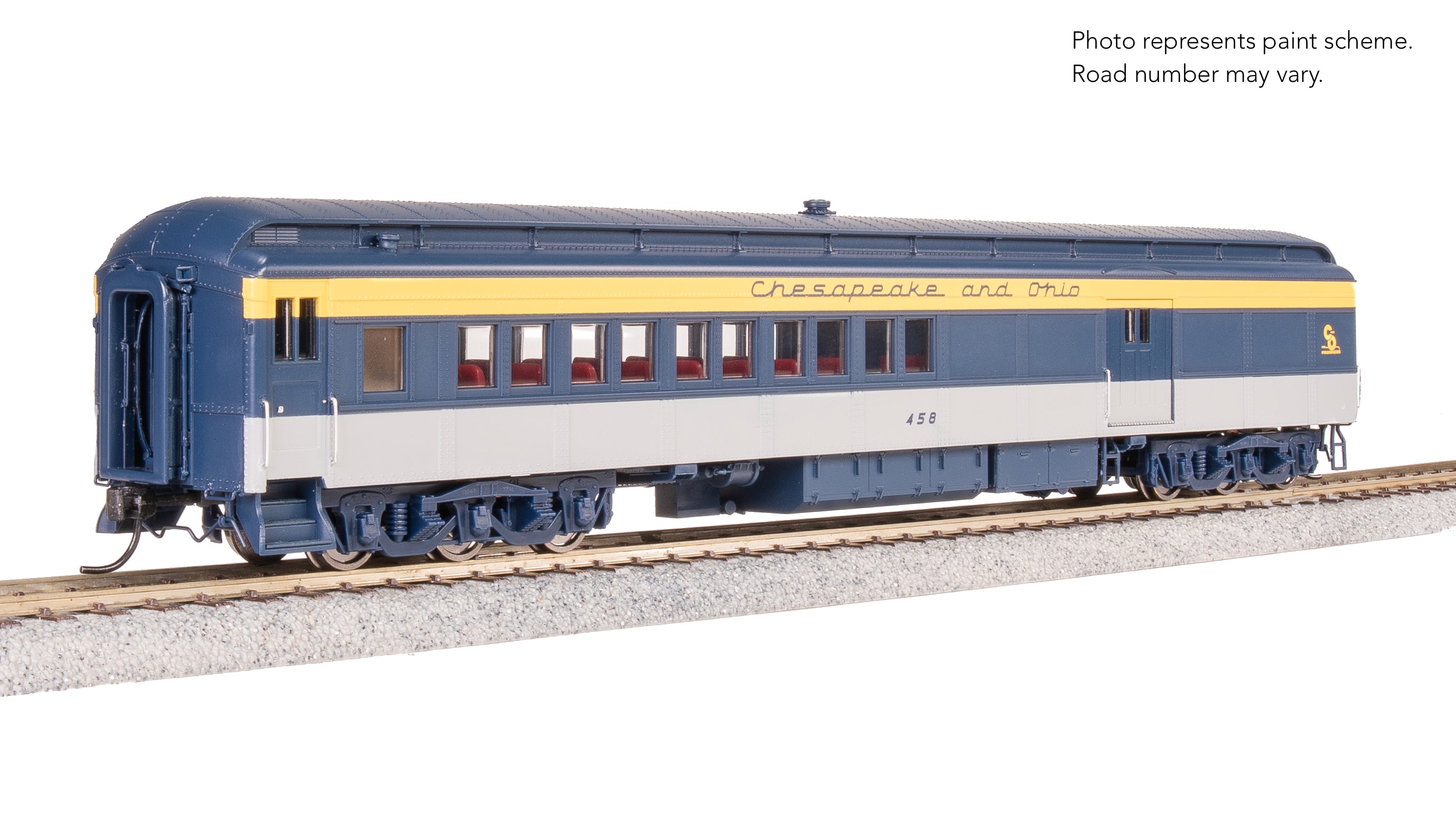 9115 C&O Coach-Baggage Combine, #458, Tri-Color Paint, HO Scale