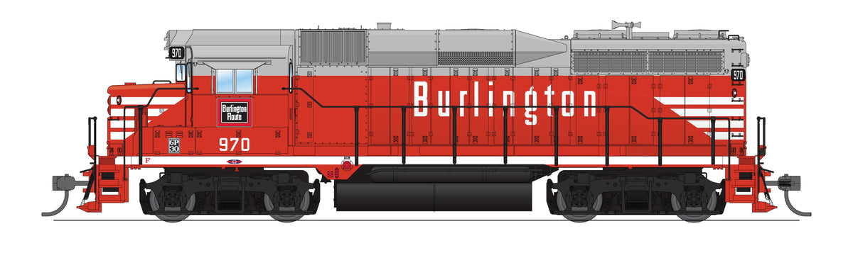 REFURBISHED R9132 EMD GP30, CBQ 970, Chinese Red, Paragon4 Sound/DC/DCC, HO