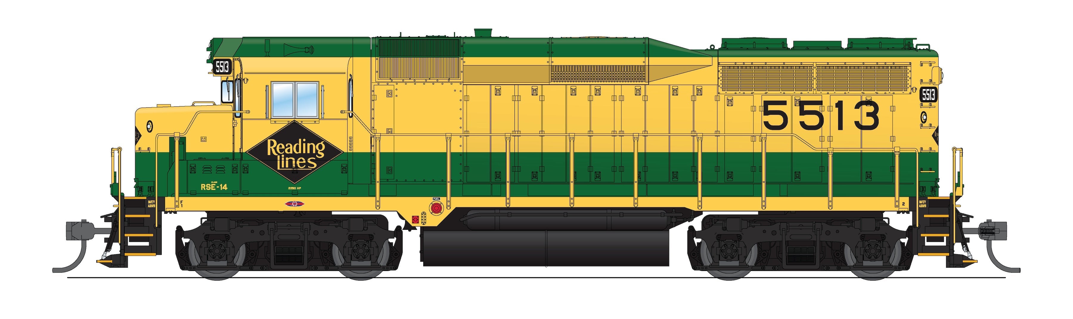 REFURBISHED R9140 EMD GP30, RDG 5520, Green & Yellow, Paragon4 Sound/DC/DCC, HO
