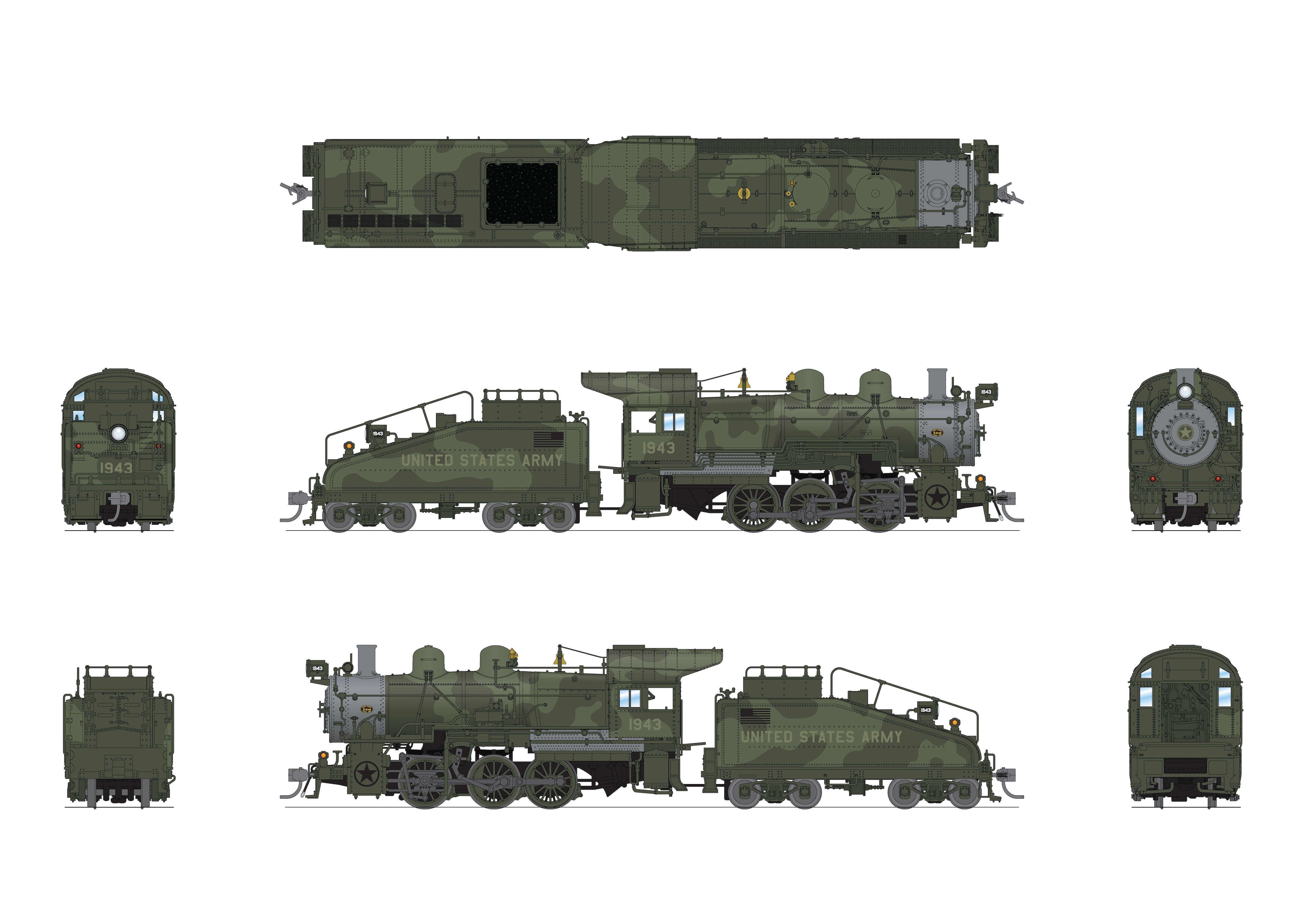 9188 B6sb 0-6-0 Switcher, US Army #1943, Paragon4 Sound/DC/DCC, HO (Trainworld Exclusive)