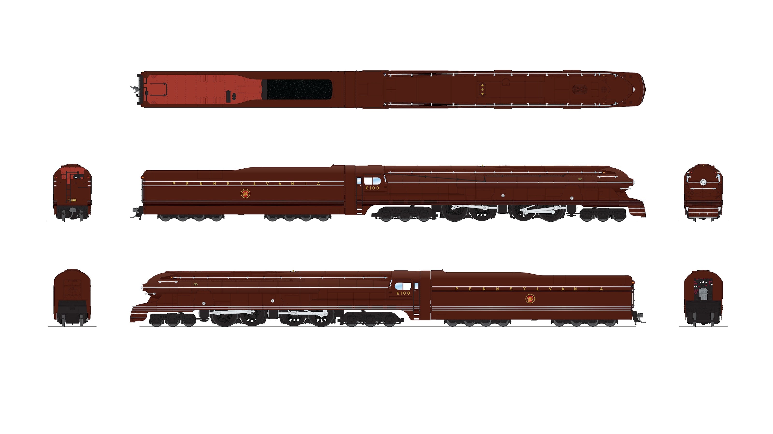 9378 PRR S1 6-4-4-6 Duplex, #6100, Tuscan Red Fantasy Paint, No-Sound / DCC-Ready, HO