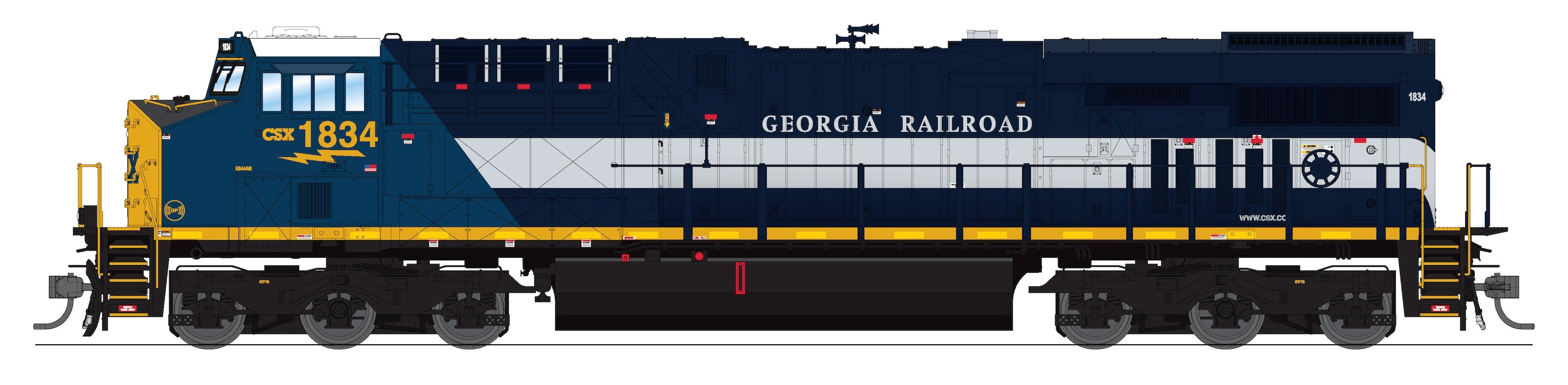 9442 GE ES44AC, CSX 1834, Georgia Railroad Heritage Locomotive, Paragon4 Sound/DC/DCC, Smoke, HO CLUB PRICE $199.99
