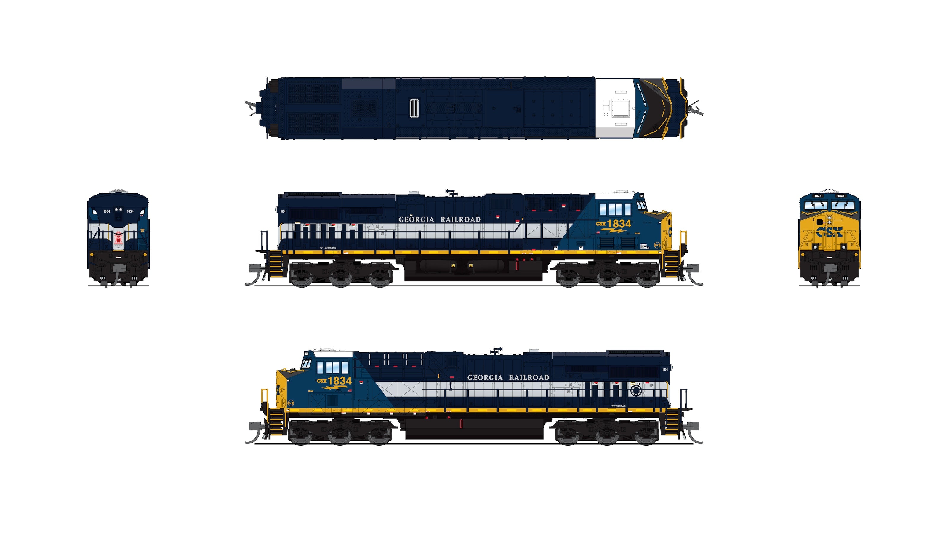 9452 GE ES44AC, CSX 1834, Georgia Railroad Heritage Locomotive, Paragon4 Sound/DC/DCC, N CLUB PRICE $149.99