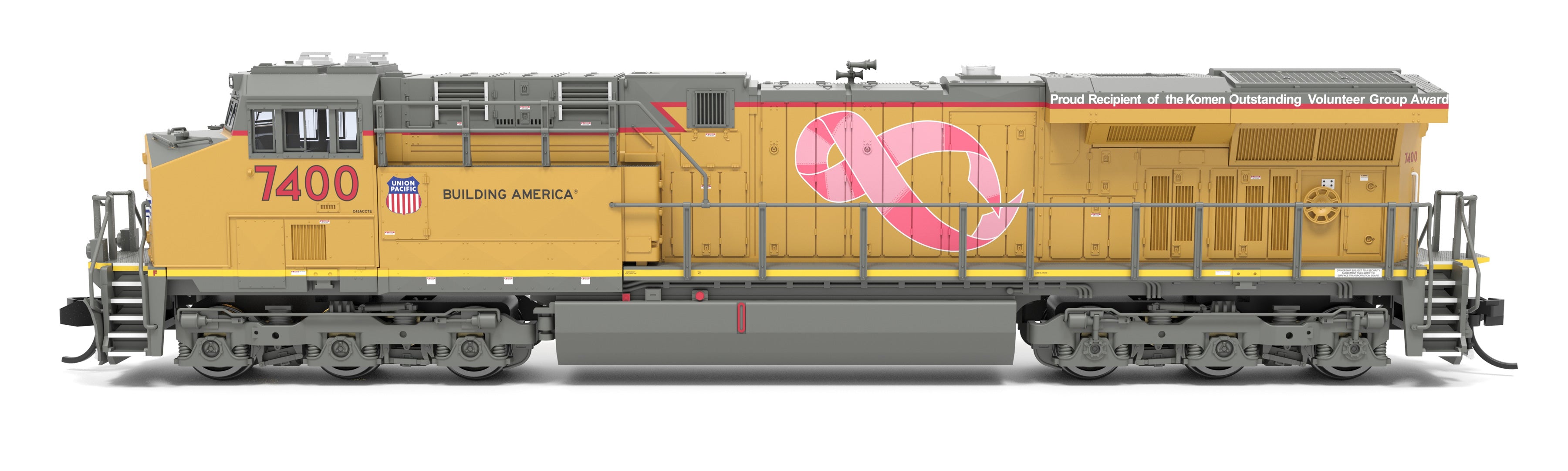9454 GE ES44AC, UP 7400, Pink Ribbon Scheme, Paragon4 Sound/DC/DCC, N CLUB PRICE $149.99