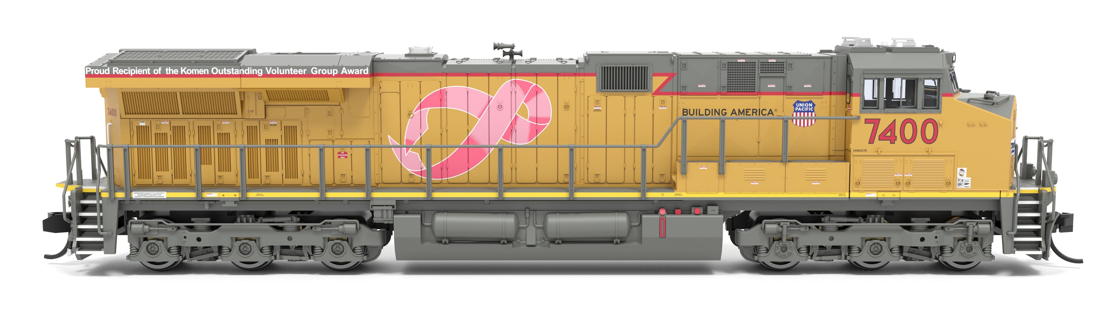 9454 GE ES44AC, UP 7400, Pink Ribbon Scheme, Paragon4 Sound/DC/DCC, N CLUB PRICE $149.99